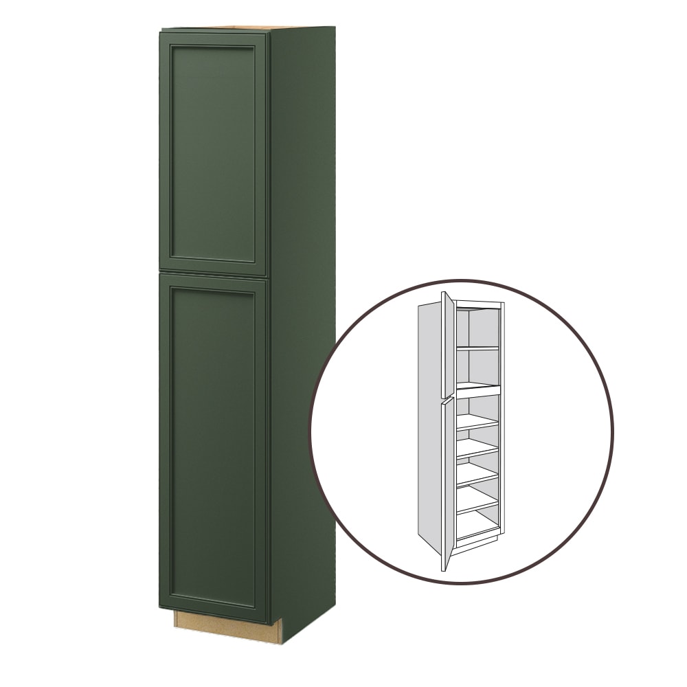 allen + roth Heathrow 15-in W x 84-in H x 24-in D Sage Pantry Fully Assembled Cabinet (Recessed Panel Square Door Style)