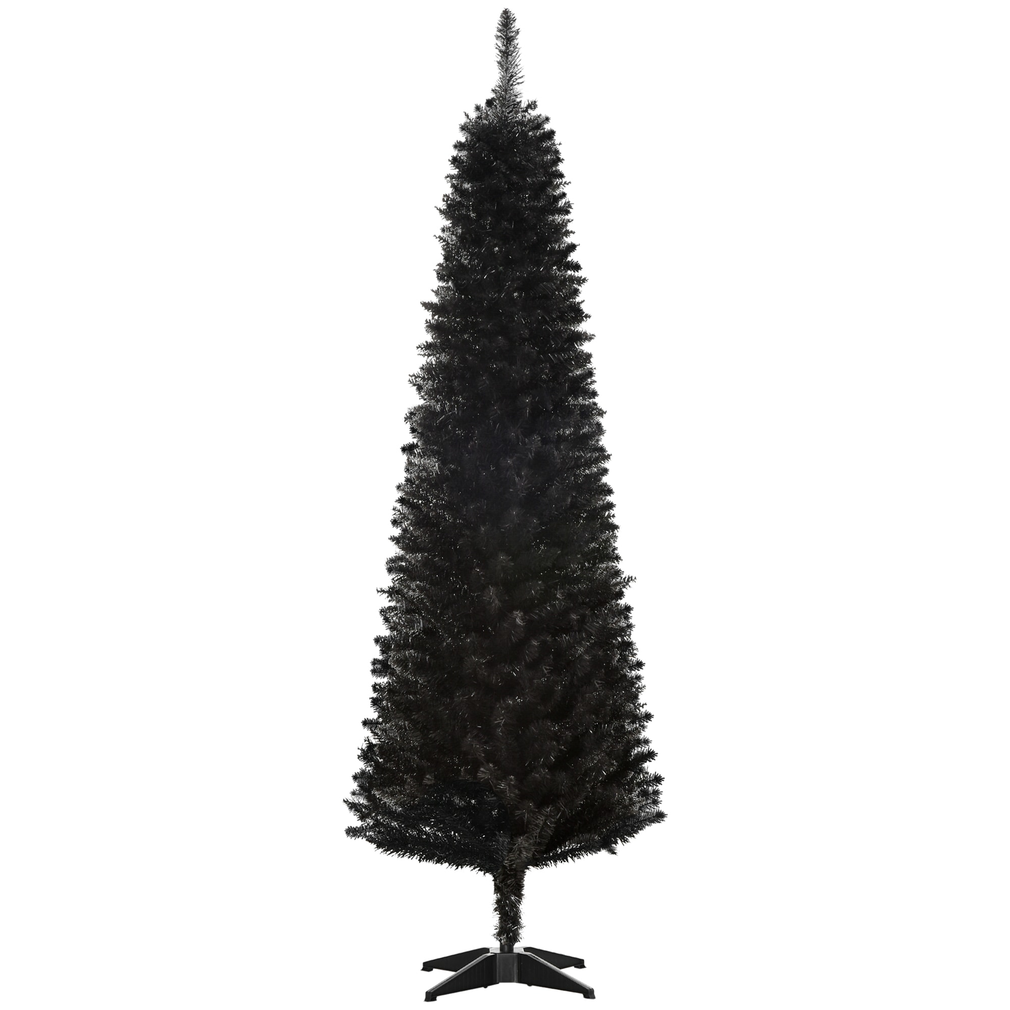 HomCom 6ft Artificial Pencil Christmas Tree Slim Xmas Tree with 390 Realistic Branch Tips and Plastic Stand Black #830-182BK