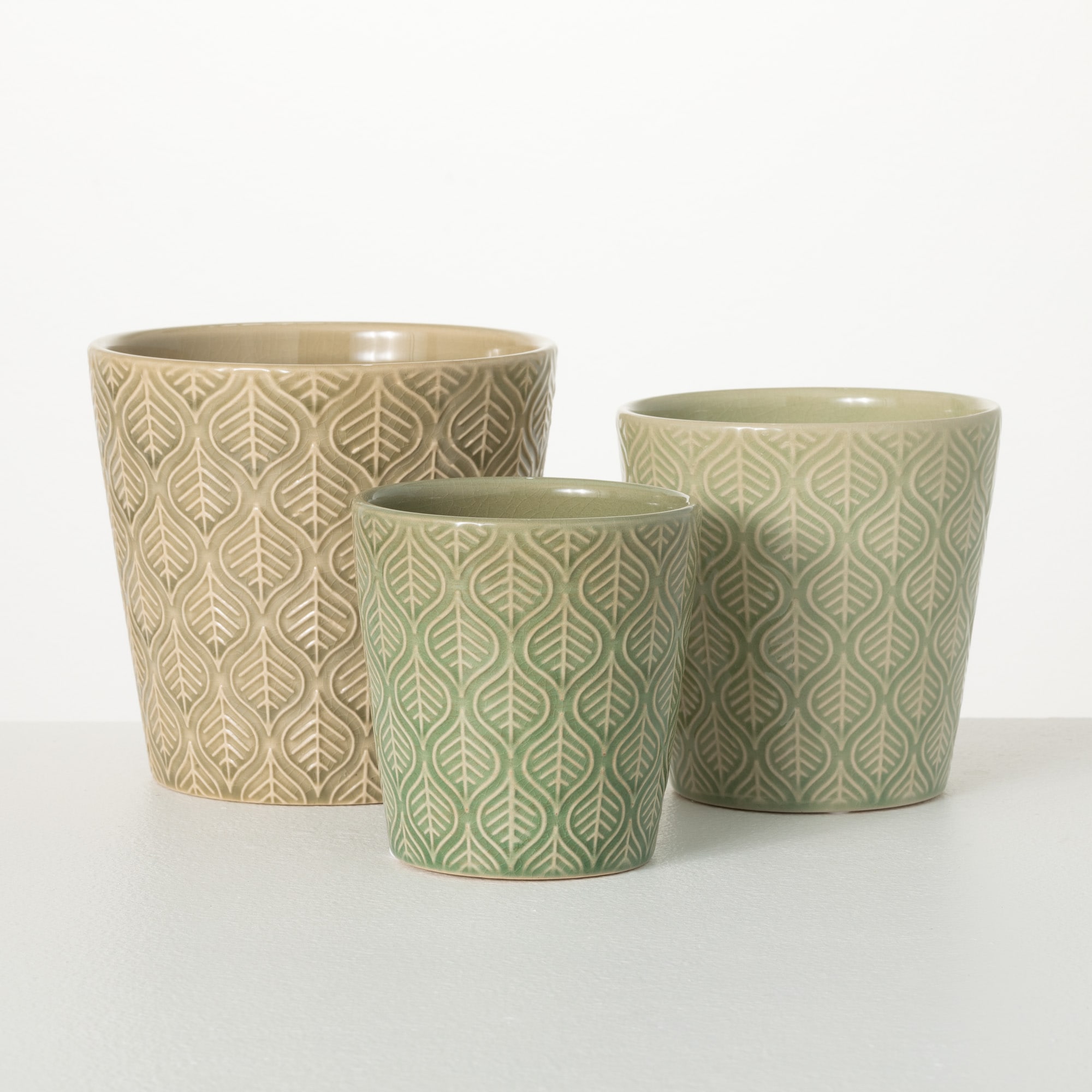 Sullivans CM3059 3 -Pack Round 6.25-in W Small Gray Ceramic Indoor Planter