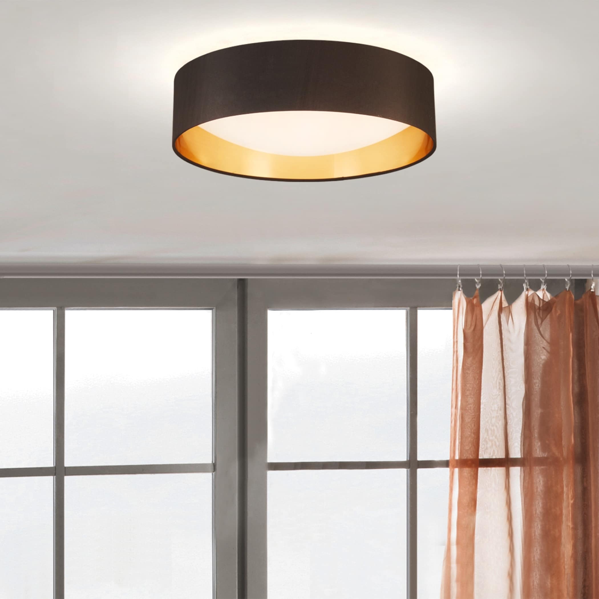 Modern Brushed Nickel 16" Drum LED Flush Mount Ceiling Light