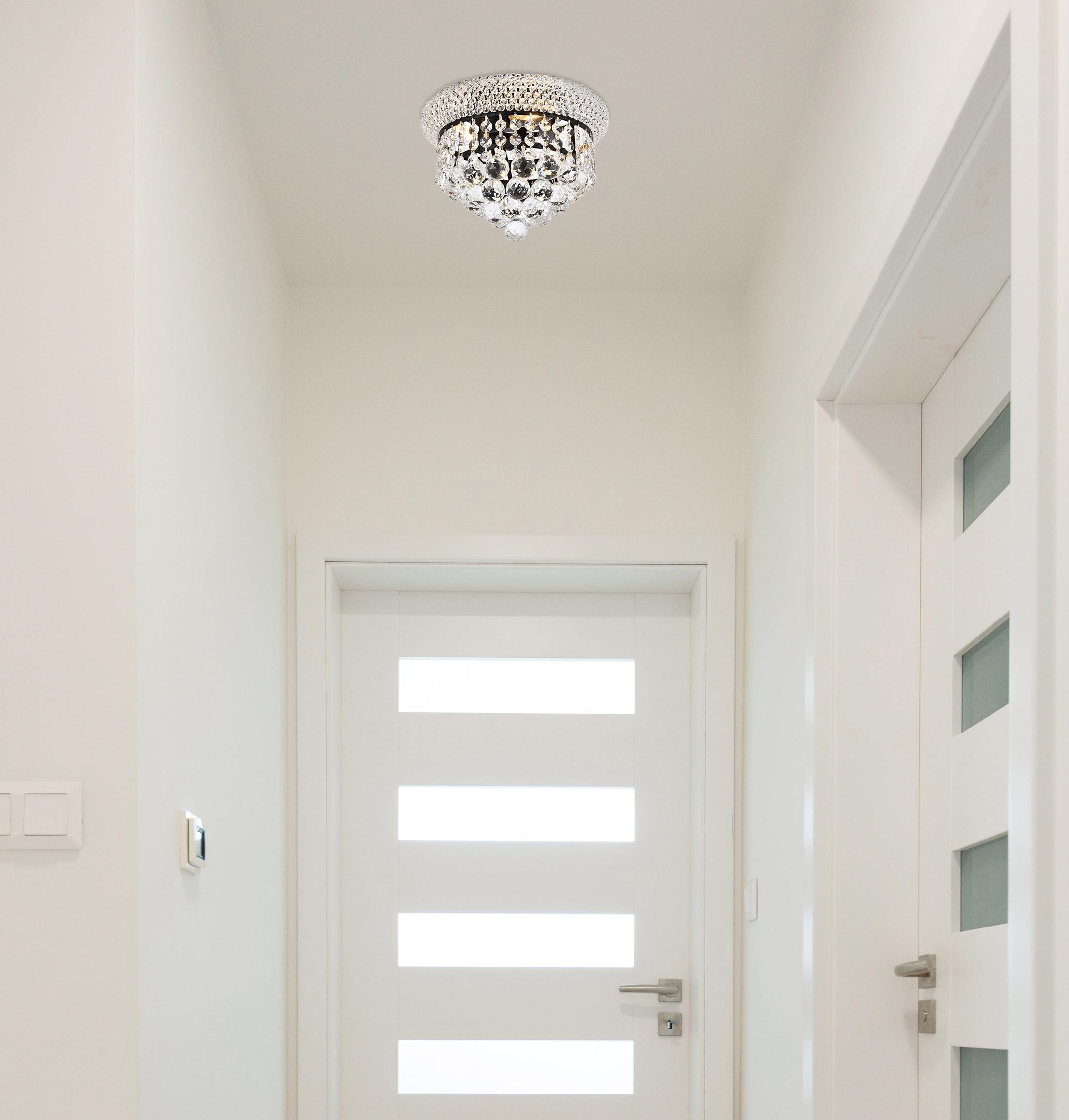 Primo 10-inch Matte Black and Clear Crystal Flush Mount Light