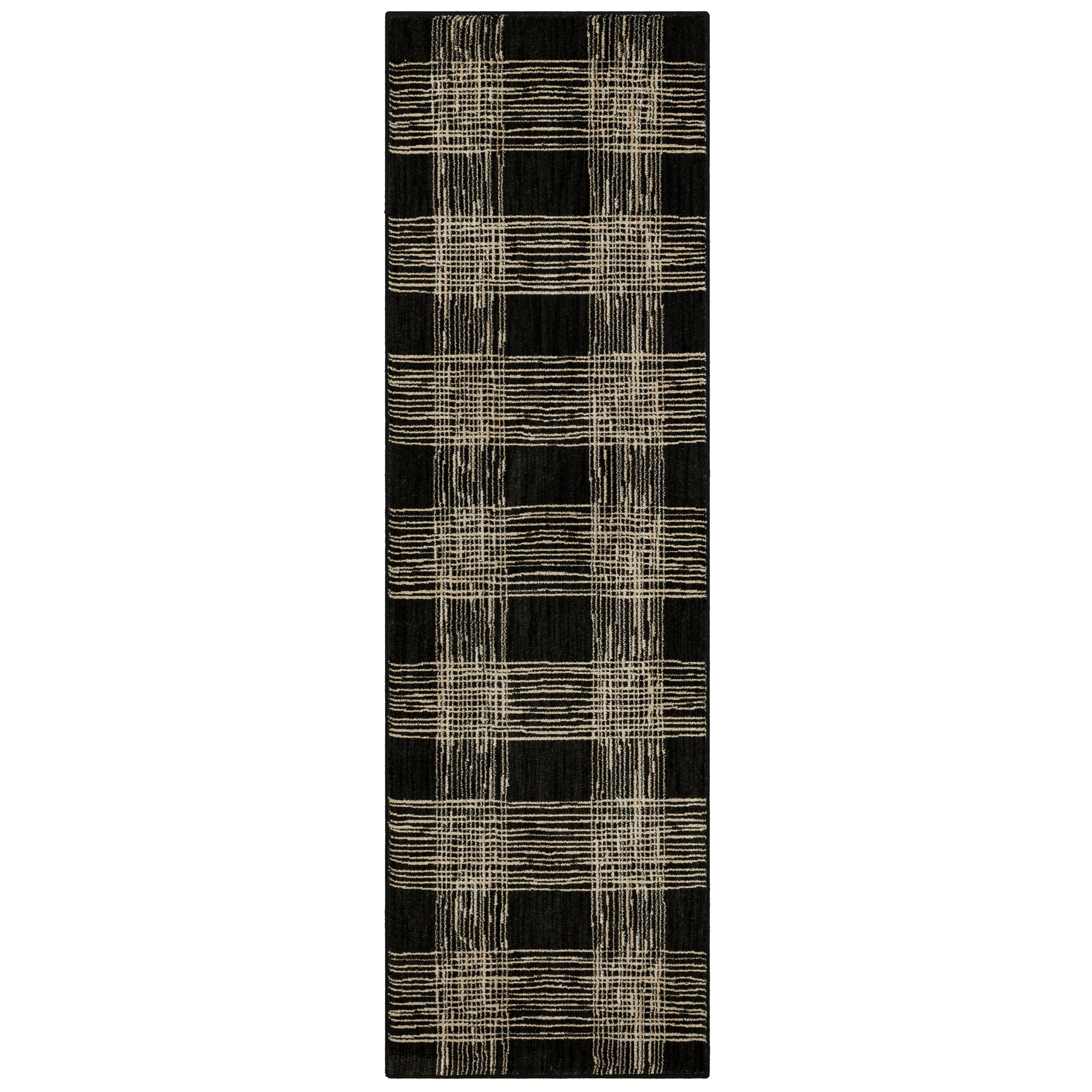 Modern Abstract Black Geometric Synthetic Area Rug