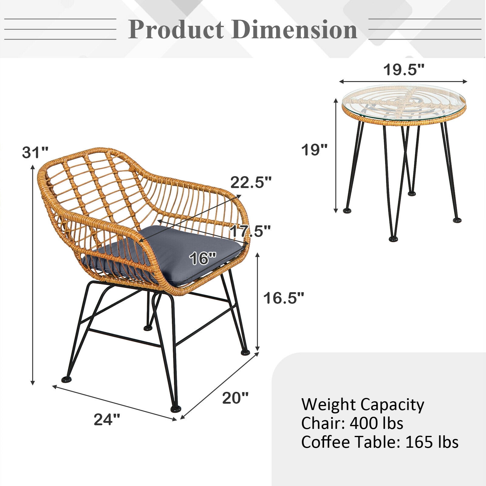 Forclover HYFE-OP3499GR Patio-Dining-Sets - View #2
