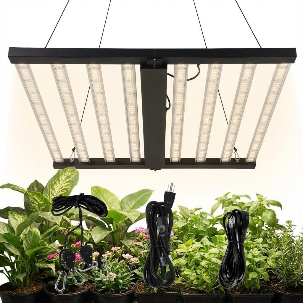Garvee Promotion-1000W 8Bar LED Grow Light 120V Commercial Plant Growing Lamp 4+4Ft Coverage Dimmable Full Spectrum for Indoor Plants Seedling Veg and Flowering High Efficiency Full Spectrum with Smart App Control