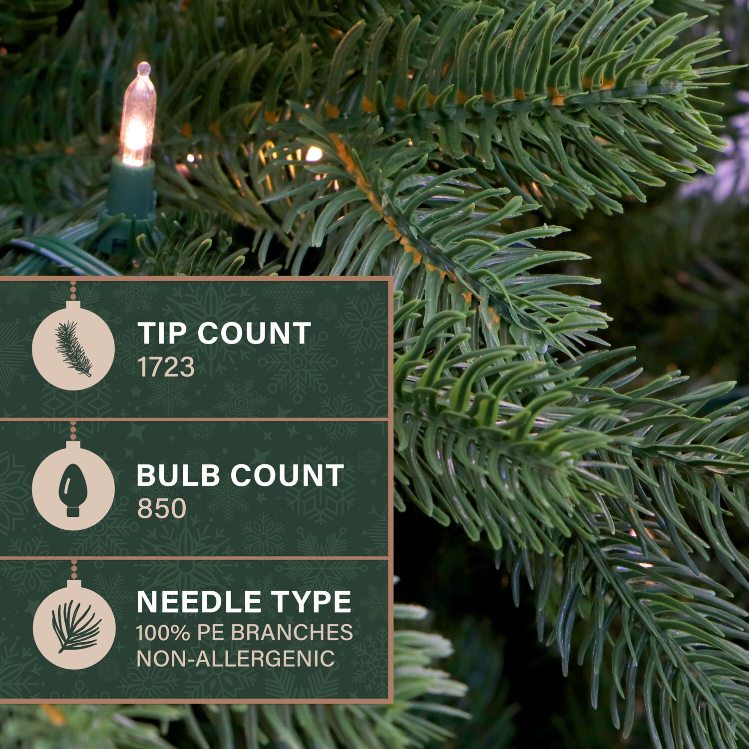 Asheville Pine 8-ft Artificial Christmas Tree with Warm White LED Lights