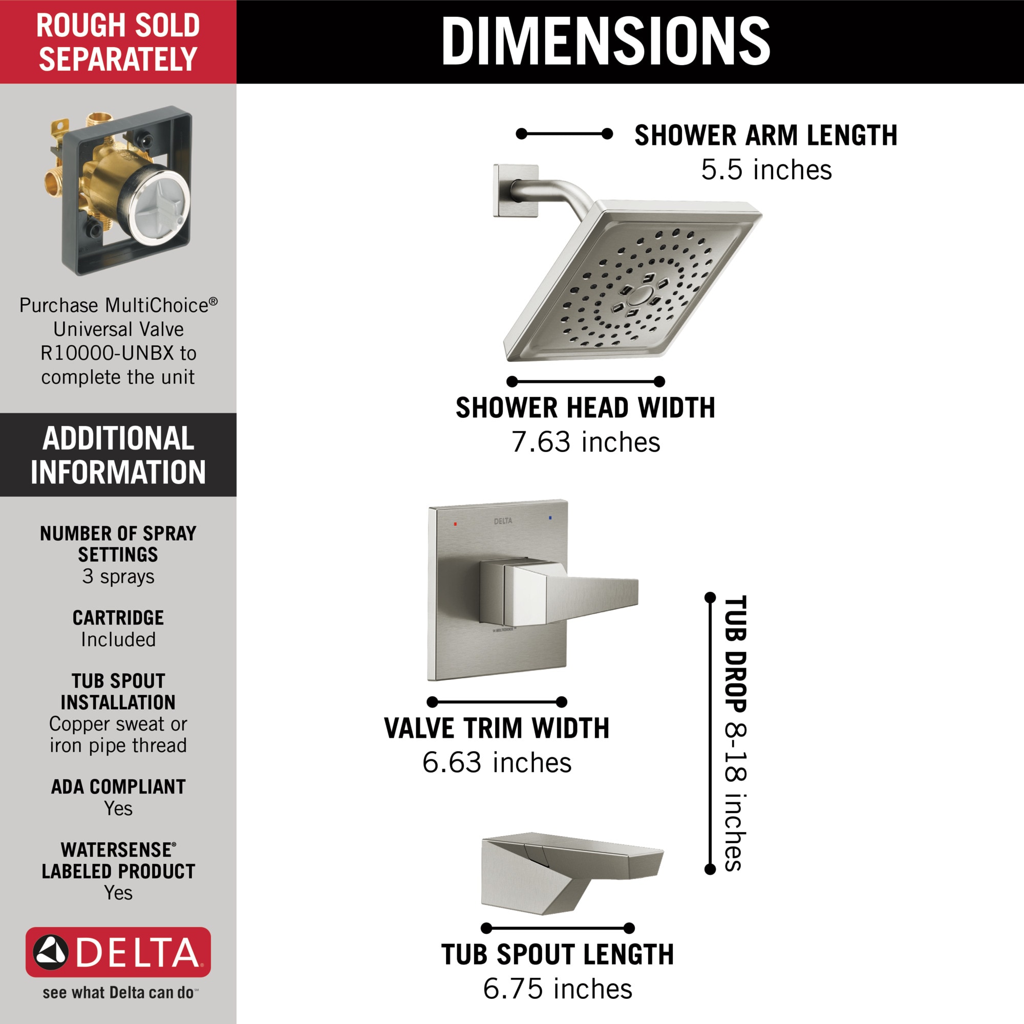 Delta T14443-SS-PR Tub-Shower-Faucets - View #3