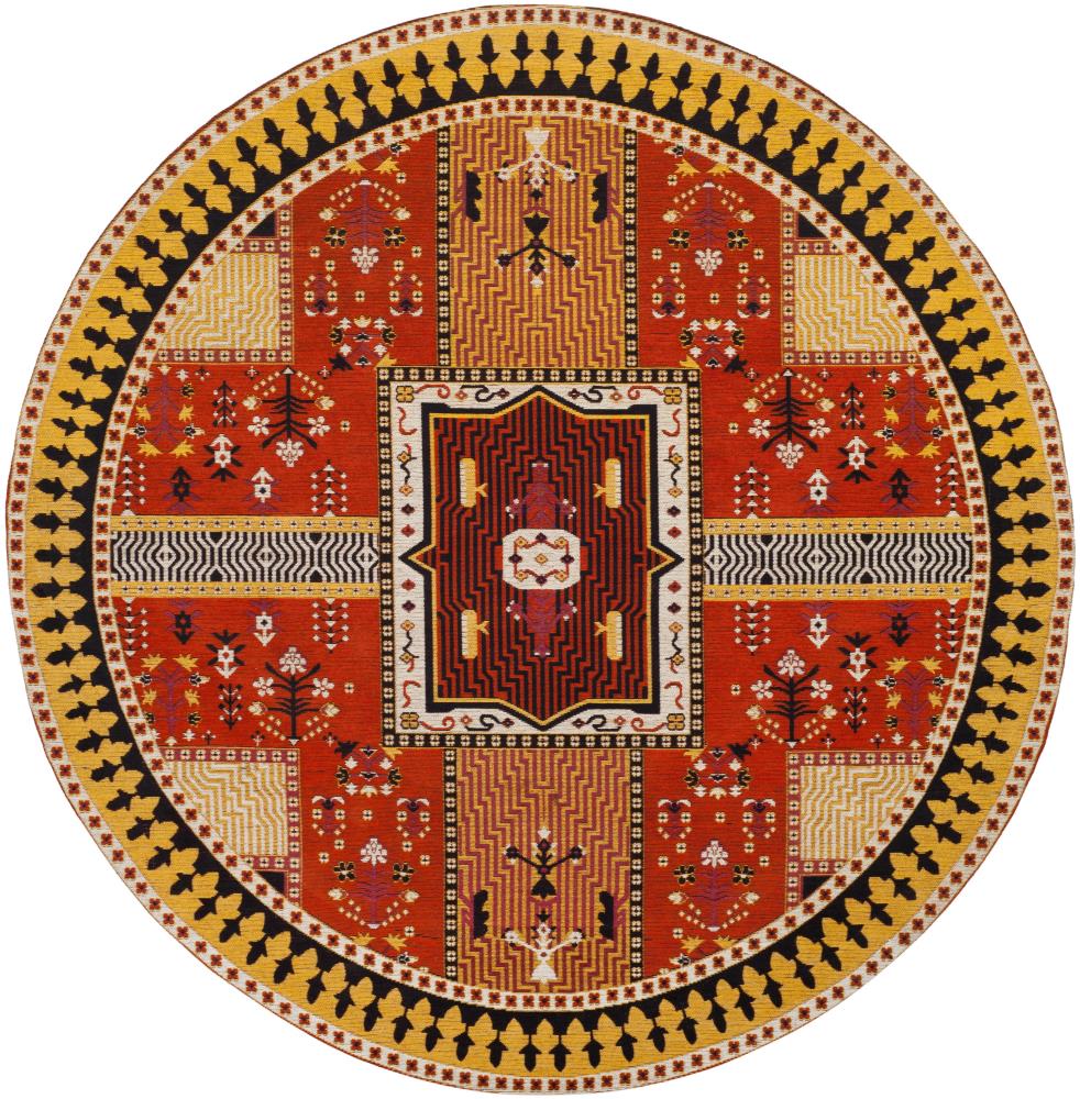 Safavieh CLV512D-6R Classic Vintage Tomaso 6 x 6 (ft) Loomed Cotton Orange/Gold Round Indoor Abstract Global Area rug