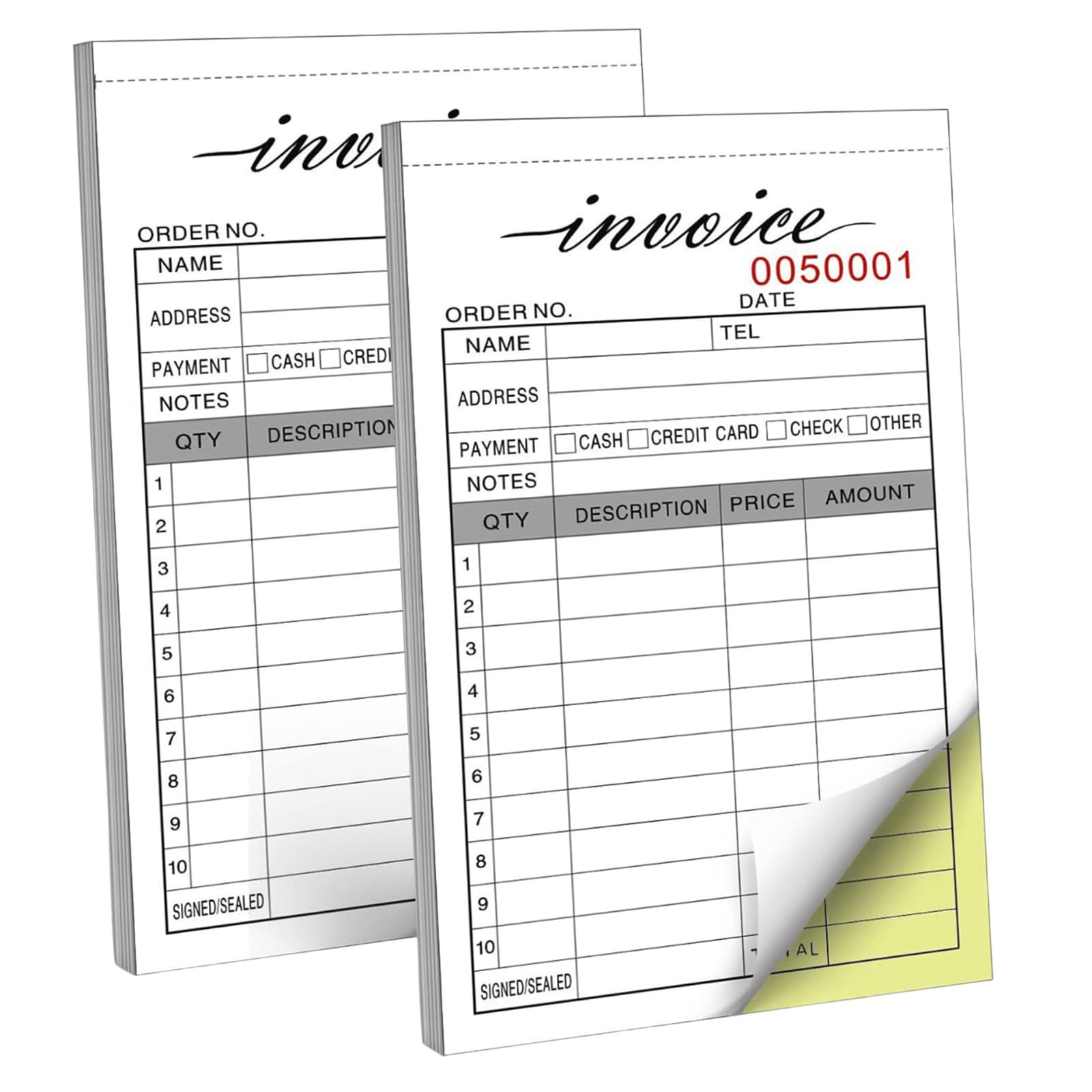 Etokfoks  Invoice Receipt Book 3 4x5 5 Handheld 2 Part Carbonless Sales Invoice Book Invoice Pad with Cardboard Small Boutique Business 50