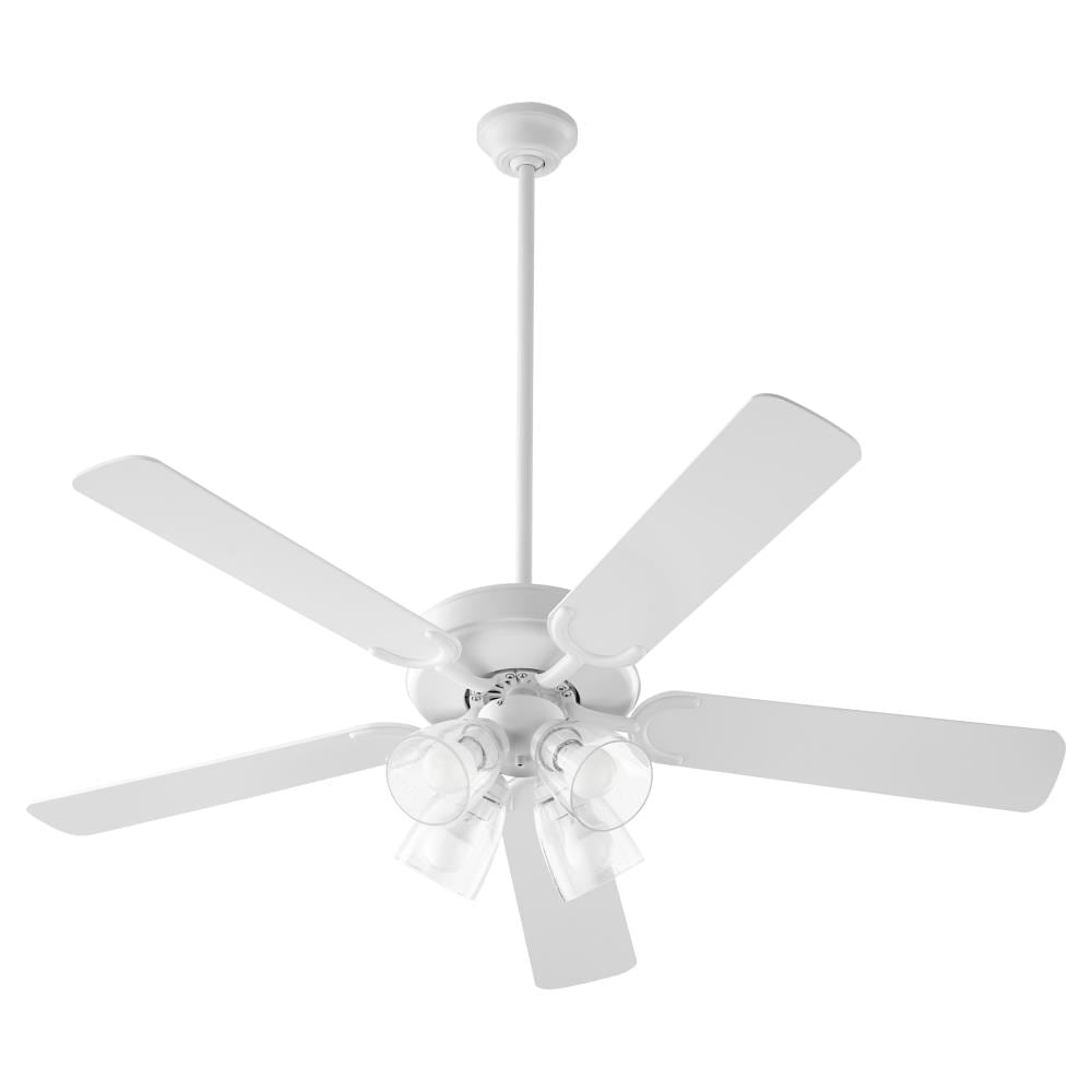 Quorum International 6525-2408 Virtue 52-Inches Studio White with Studio White Blades Indoor Downrod mount Standard Ceiling Fan With Light ( 5 -Blade)