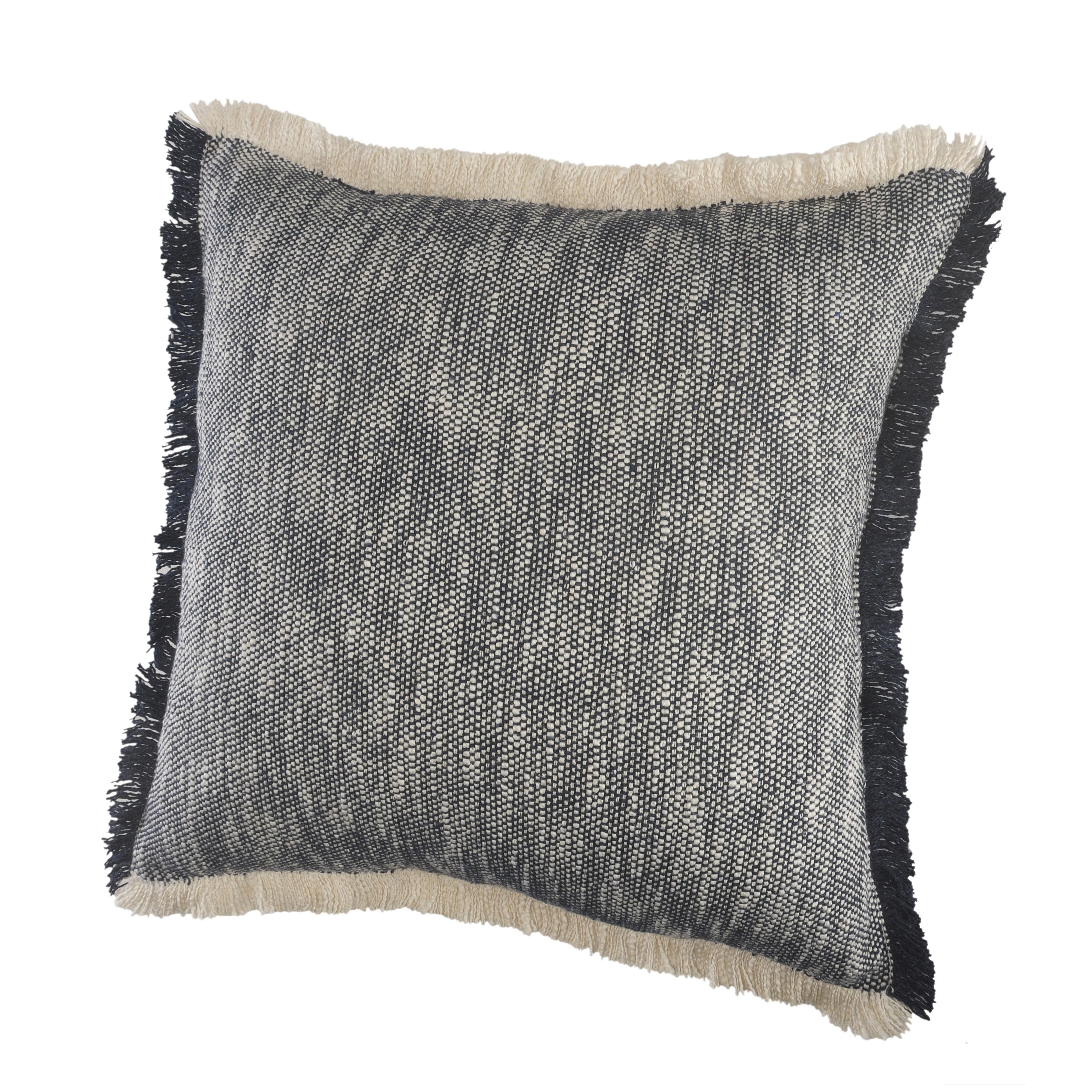 Insignia Blue Cotton Fringed Square Throw Pillows, Set of 2