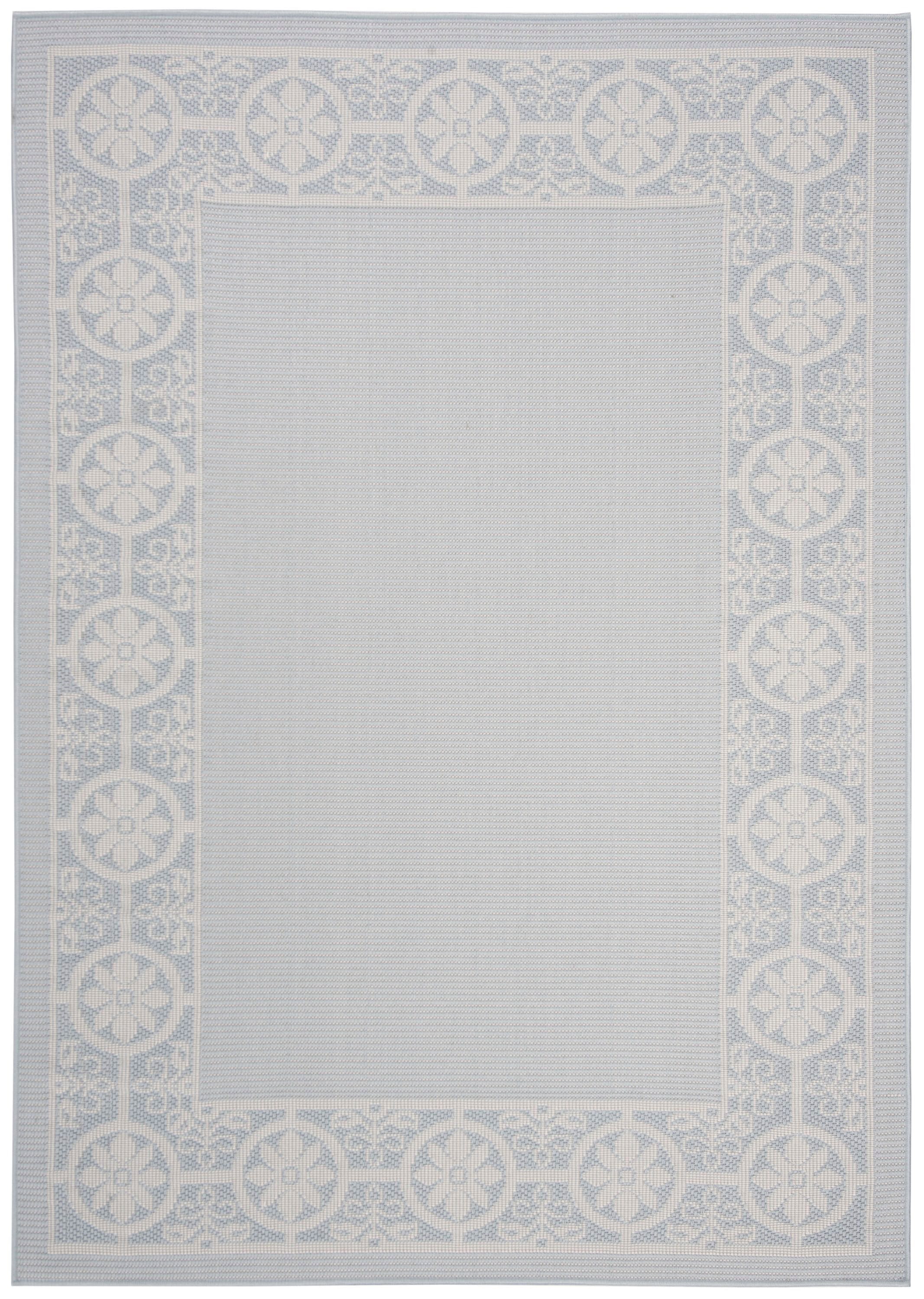 Safavieh BMU815M-9 Bermuda Pembroke 9 x 12 (ft) Loomed Polypropylene Light Blue/Ivory Rectangular Indoor/Outdoor Floral/Botanical Coastal Area rug
