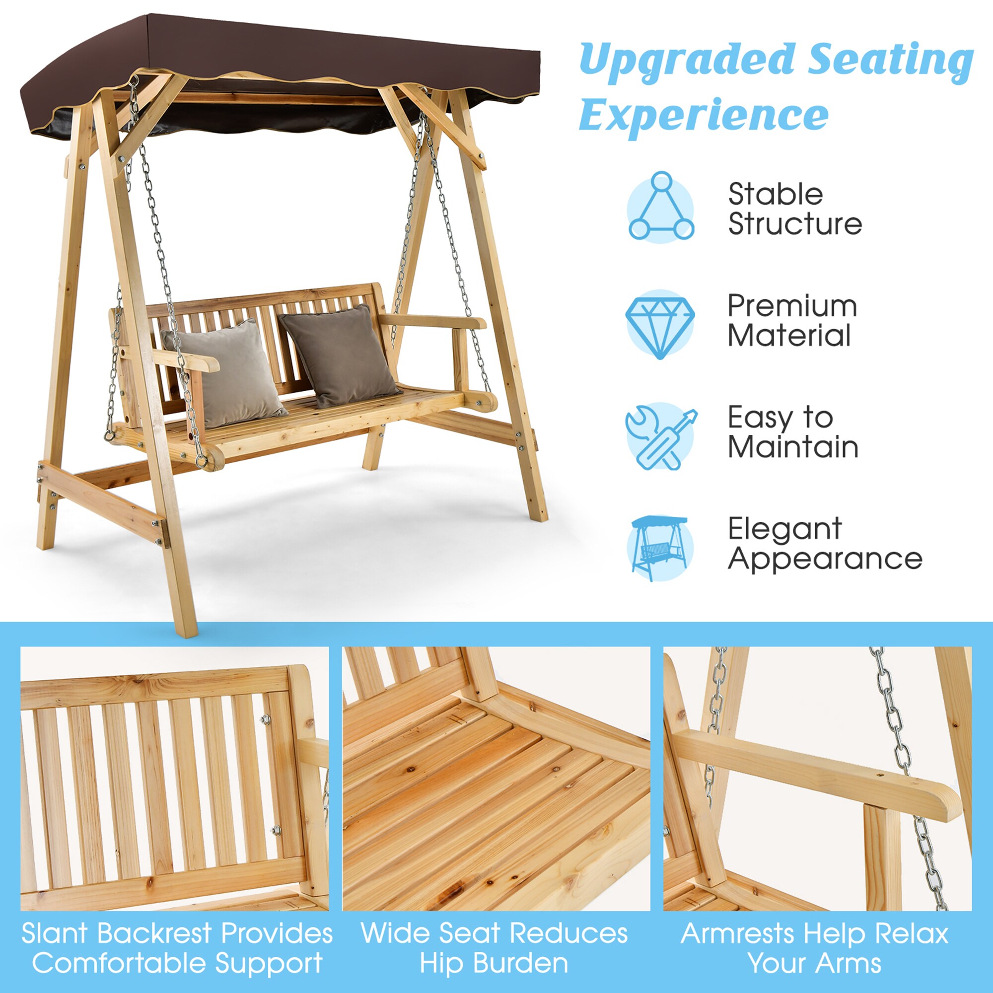 Musa 2 seat outdoor online porch swing with stand