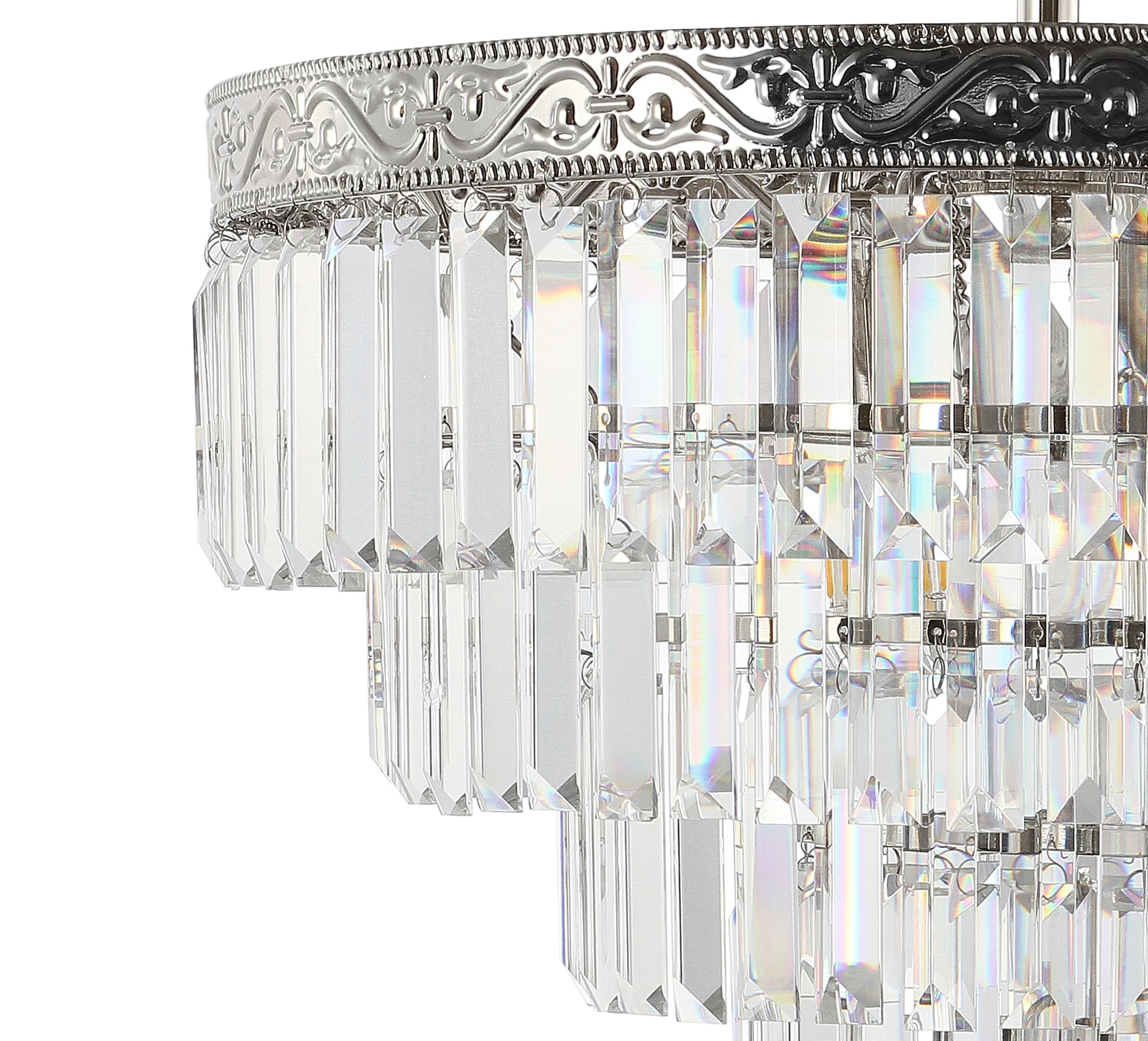Wyatt 20" Polished Nickel 4-Light Tiered Crystal Chandelier