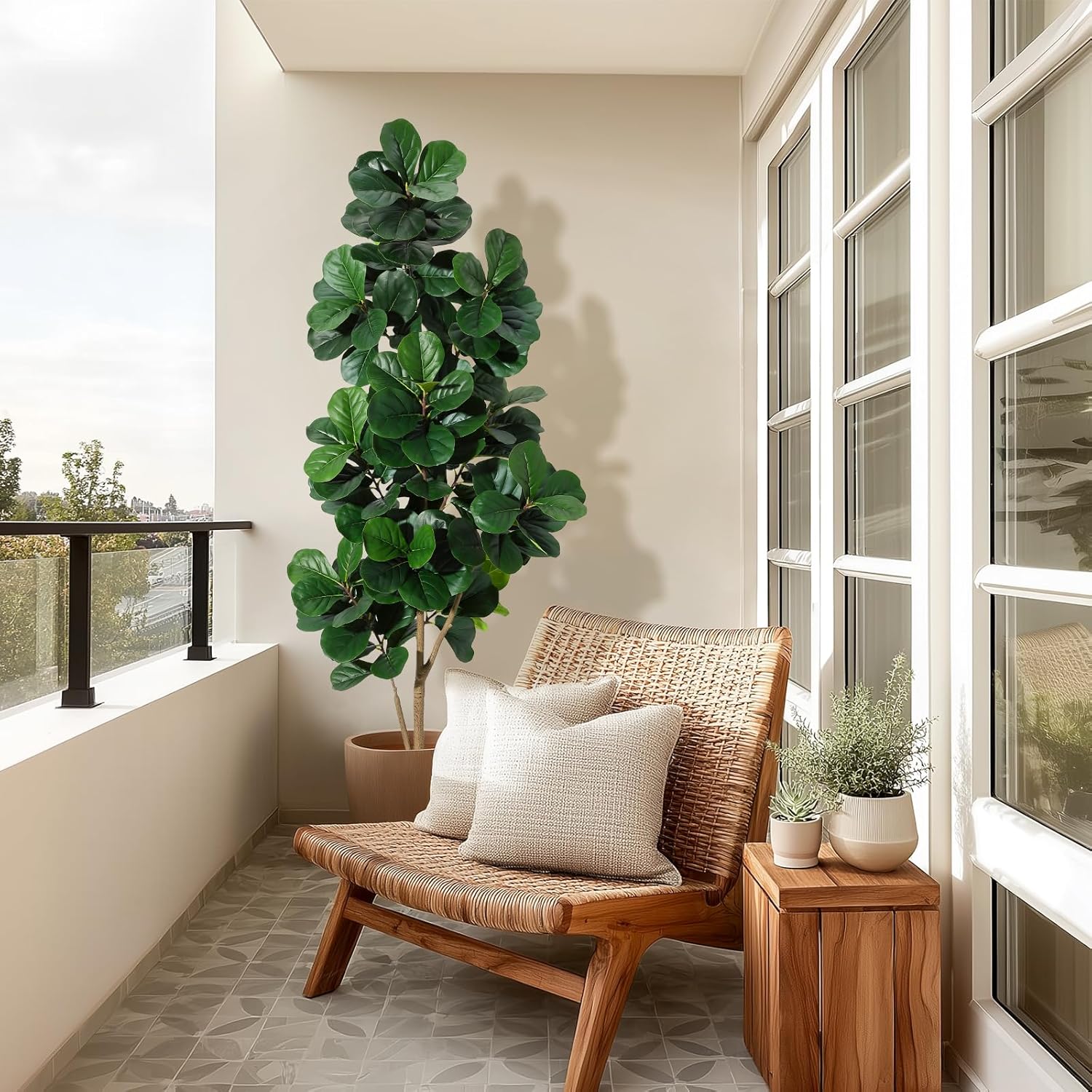 GarveeLife 7ft artificial fiddle leaf fig tree/ 141 leaves/ tall fau+ ...