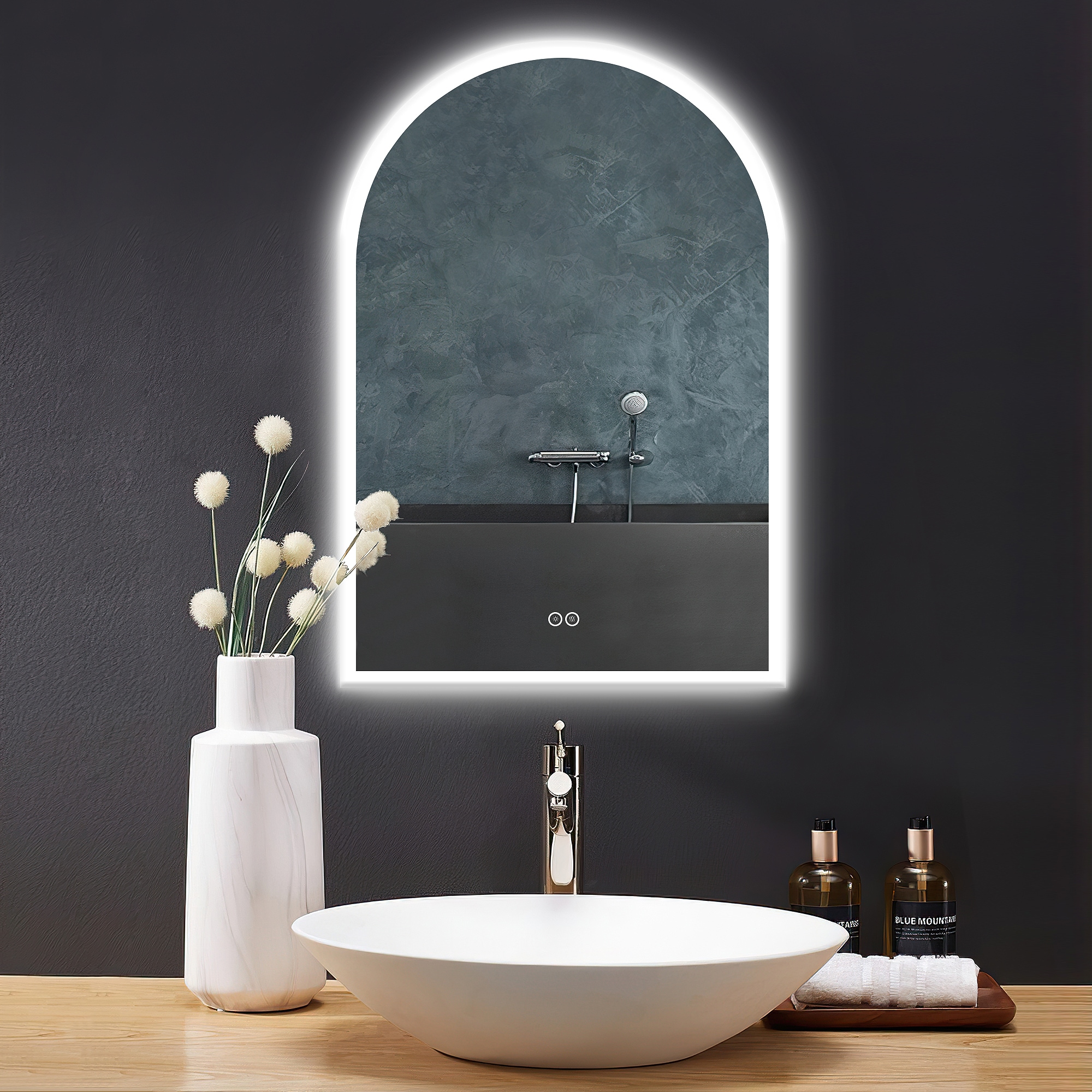 Dokes Frameless Anti-Fog LED Lighted Dimmable Wall Mounted Bathroom Vanity  Mirror