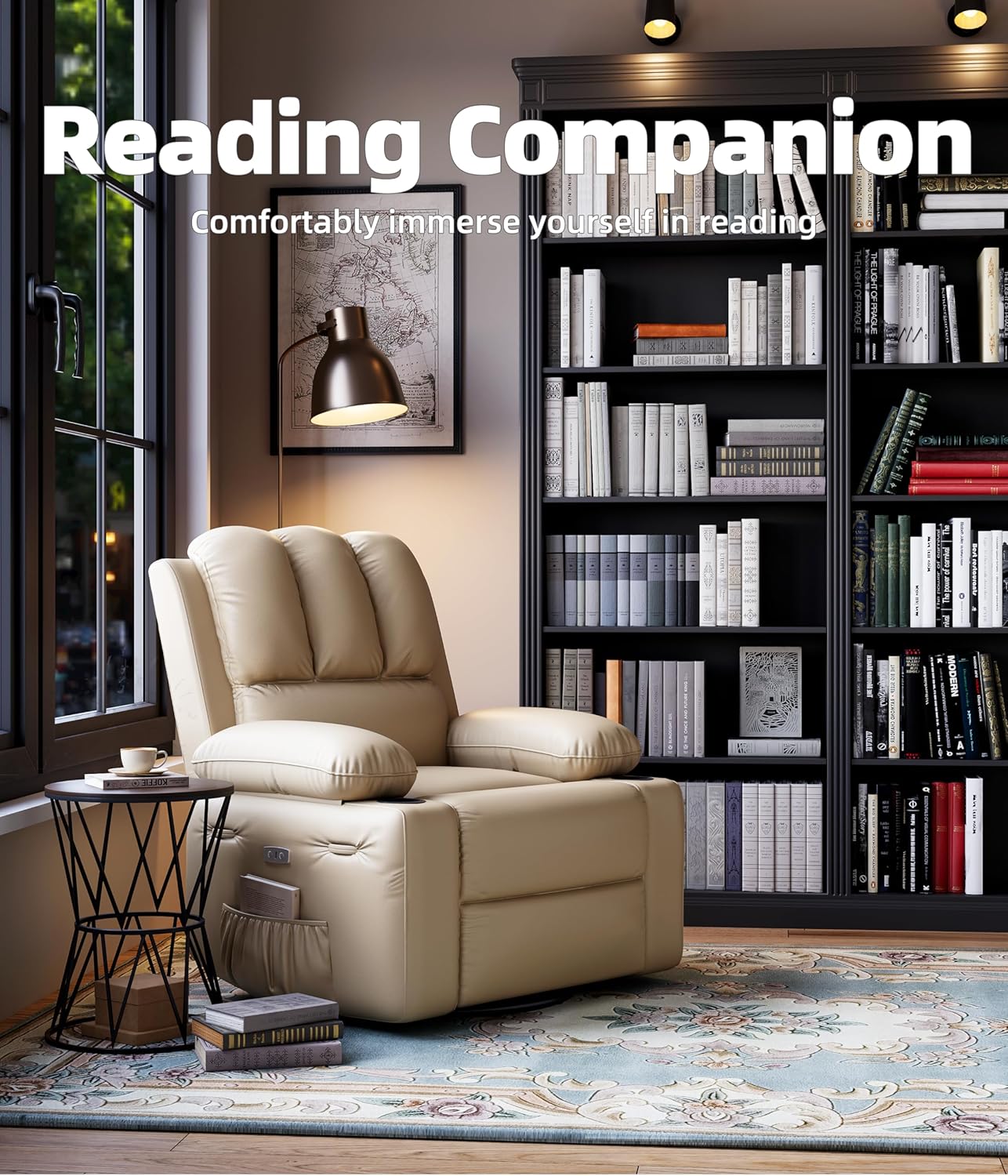 Garvee Oversized Manual Recliner Chair 27 Inch Extra Wide PU Leather ...