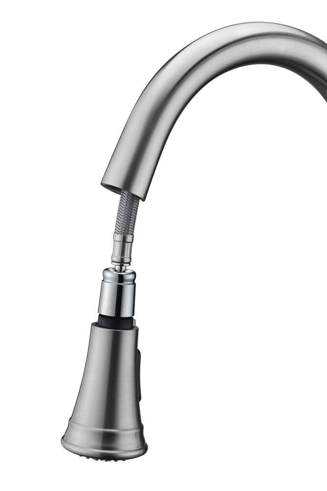 ANZZI Luna Brushed Nickel Single Handle Pull-down Kitchen Faucet with Deck  Plate