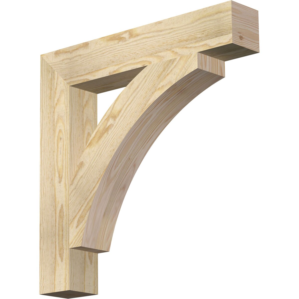 Ekena Millwork BKT04X24X24THR05RDF Thorton block rough sawn 4-in x 24-in x 24-in Douglas fir Brown Wood Standard bracket
