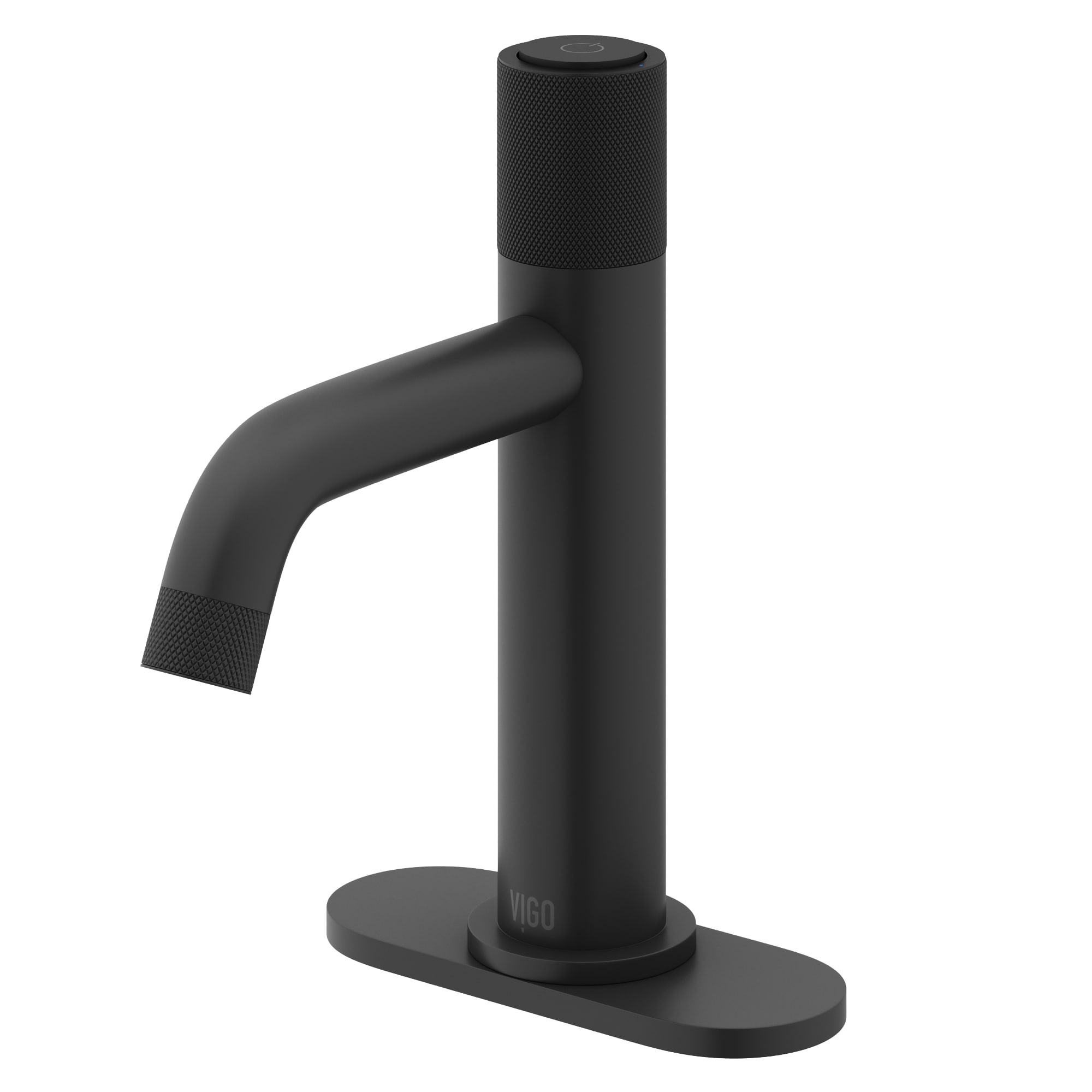 VIGO VG01048MBK1 Apollo Matte Black Single hole 1-handle WaterSense Low-arc Commercial/Residential Touch-on Bathroom Sink Faucet with Deck Plate
