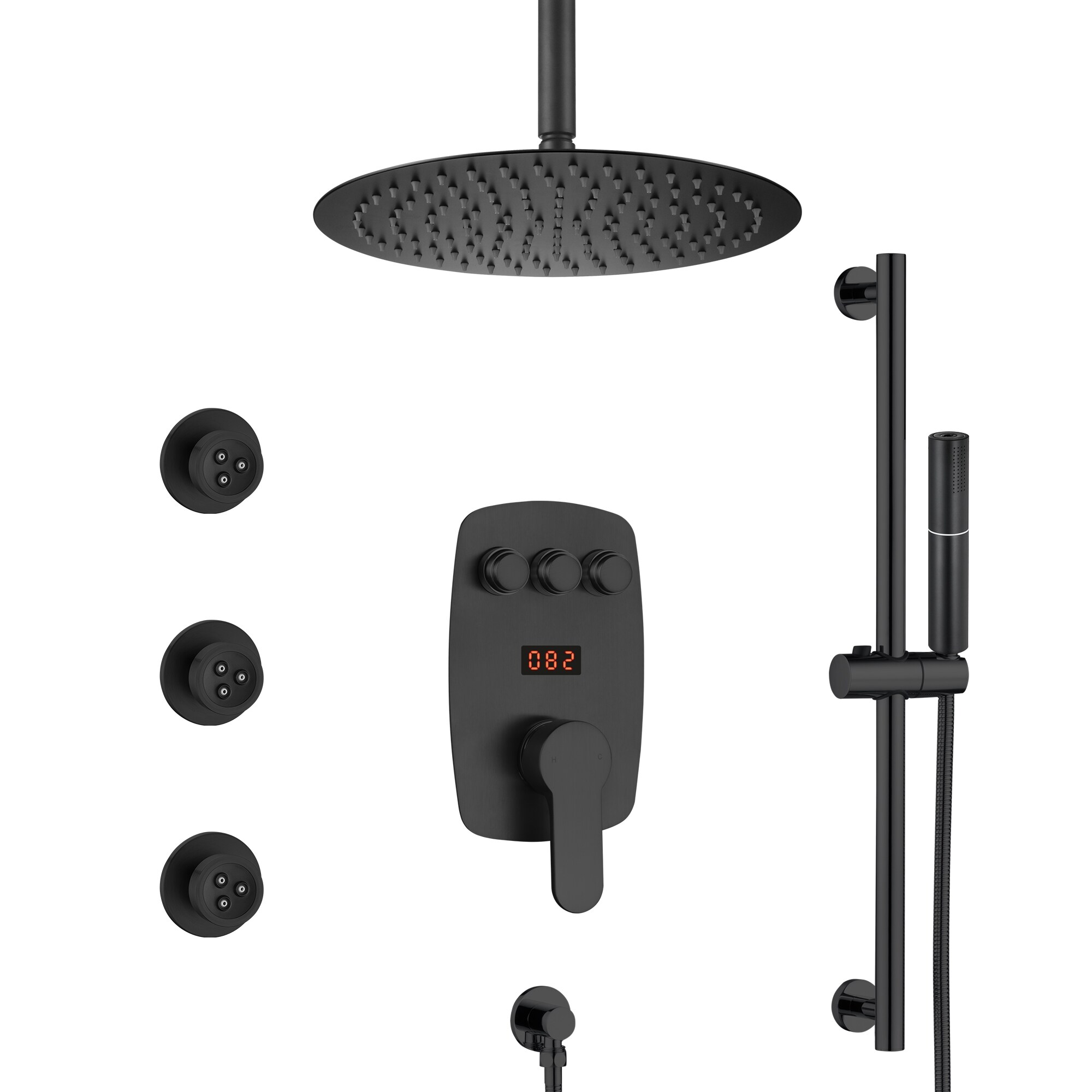 CASAINC BR01010SX12MB Brushed Nickel 10-in Built-In Shower Faucet System with 3-way Diverter ( Thermostatic Valve Included )