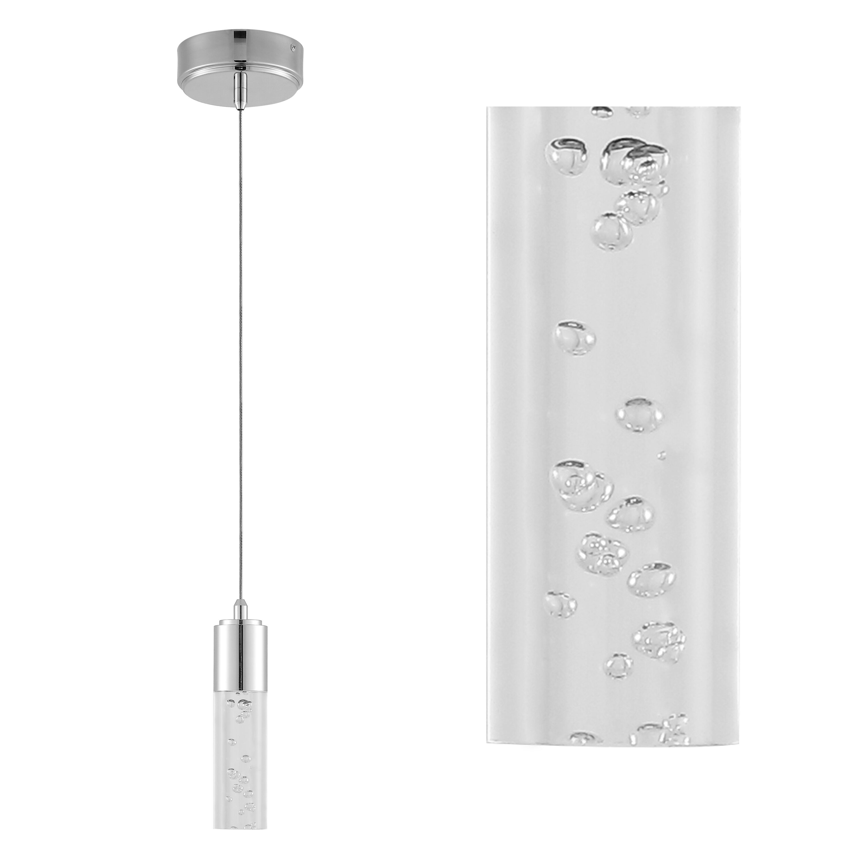 Bolha 4.75" Chrome Acrylic LED Pendant Light