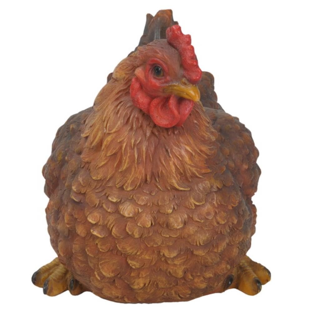 Life-Like Brown Polyresin Squatting Hen Garden Statue
