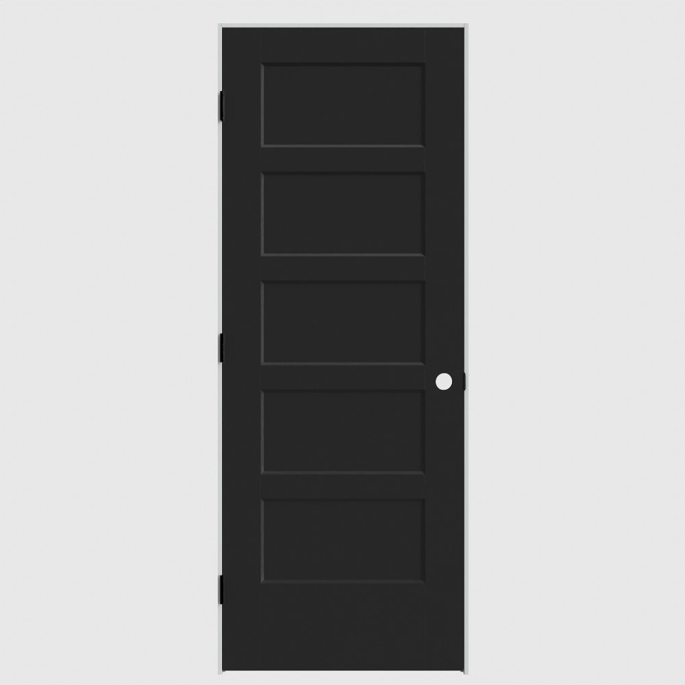 Masonite 640786 24-in x 80-in Midnight Solid core 5-panel square Right hand Smooth Primed Molded composite Flat Jamb Single Prehung Interior Door