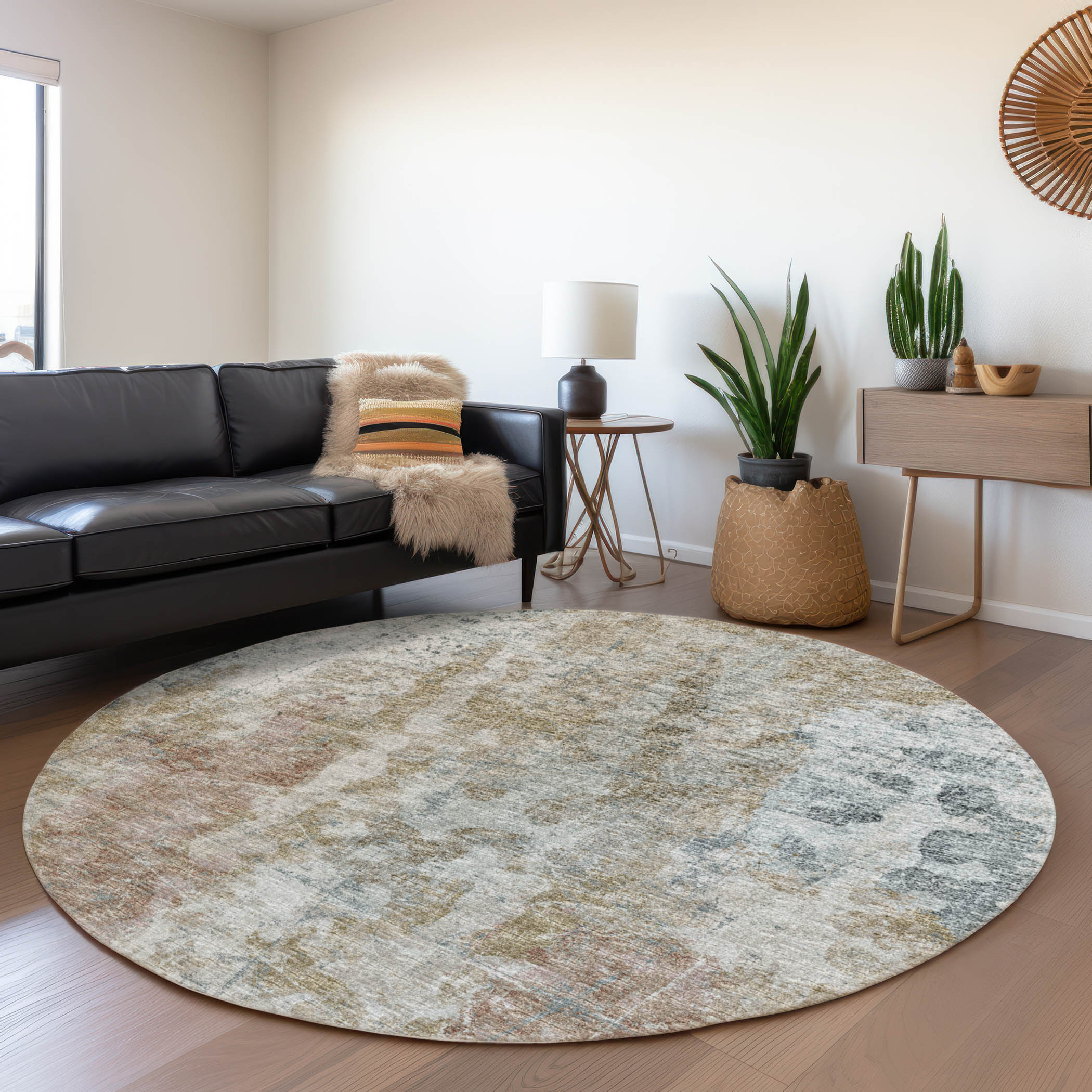 Addison Rugs AMF68MU8RO Mayfield AMF68MU 8 x 8 (ft) Loomed Polyester Multi Round Indoor Abstract Machine washable Area rug