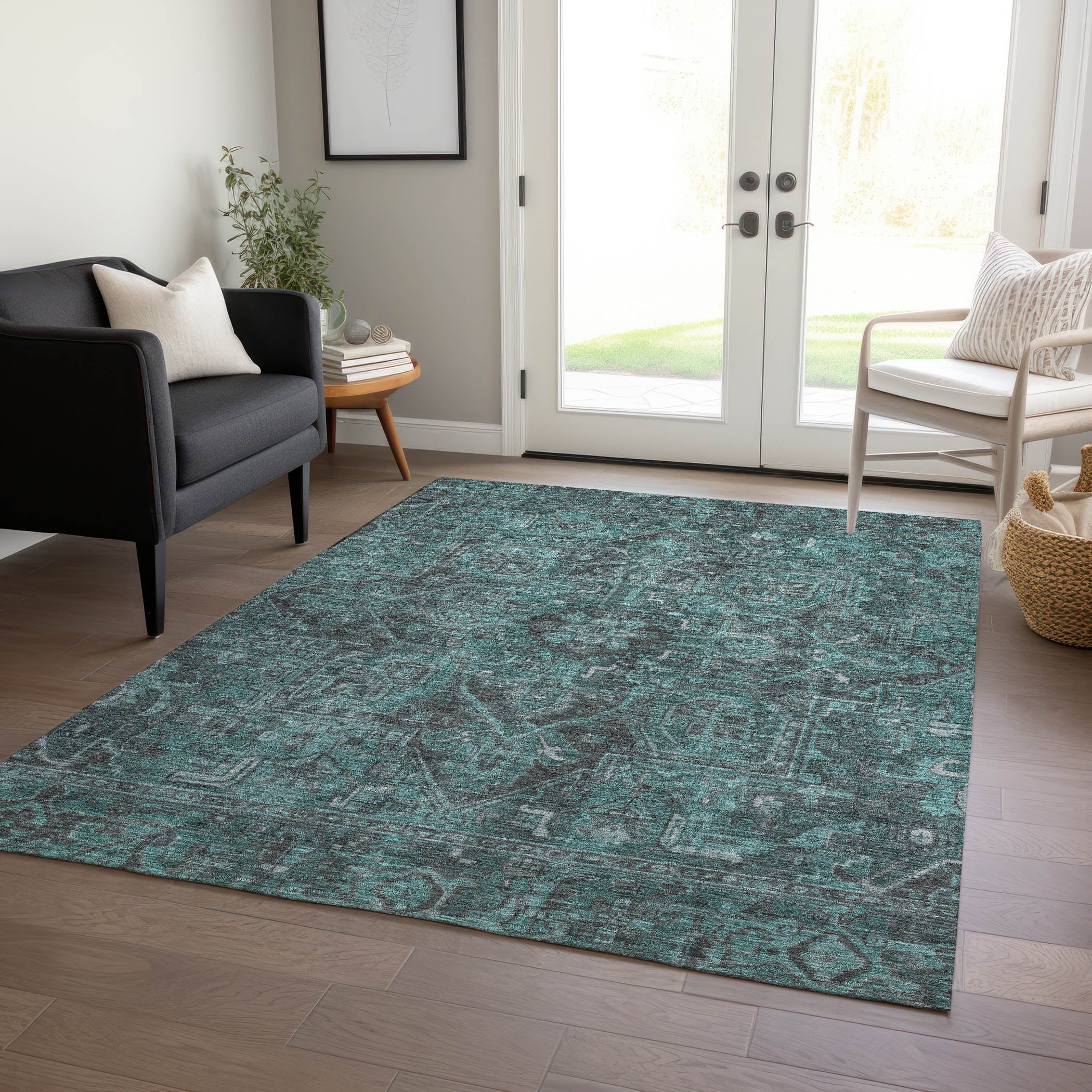 Addison Rugs ACN571TQ30X46 Chantille ACN571TQ 2 x 3 (ft) Polyester Turquoise Rectangular Indoor/Outdoor Abstract Oriental Machine washable Area rug