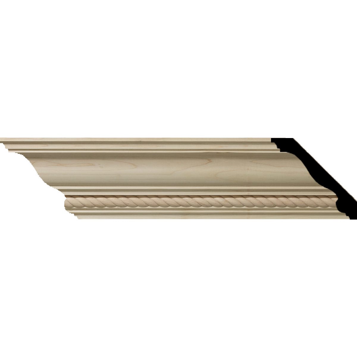 Ekena Millwork 687031 Andrea Rope Carved Wood 6-3/4-in x 7-ft 10-1/2-in Maple Unfinished Wood Crown Moulding 12 -Pack