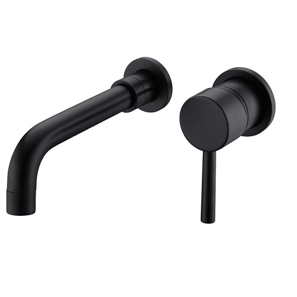 GRANDJOY FL2074-MB Matte Black Wall-mount 1-handle Waterfall Commercial/Residential Handle Bathroom Sink Faucet