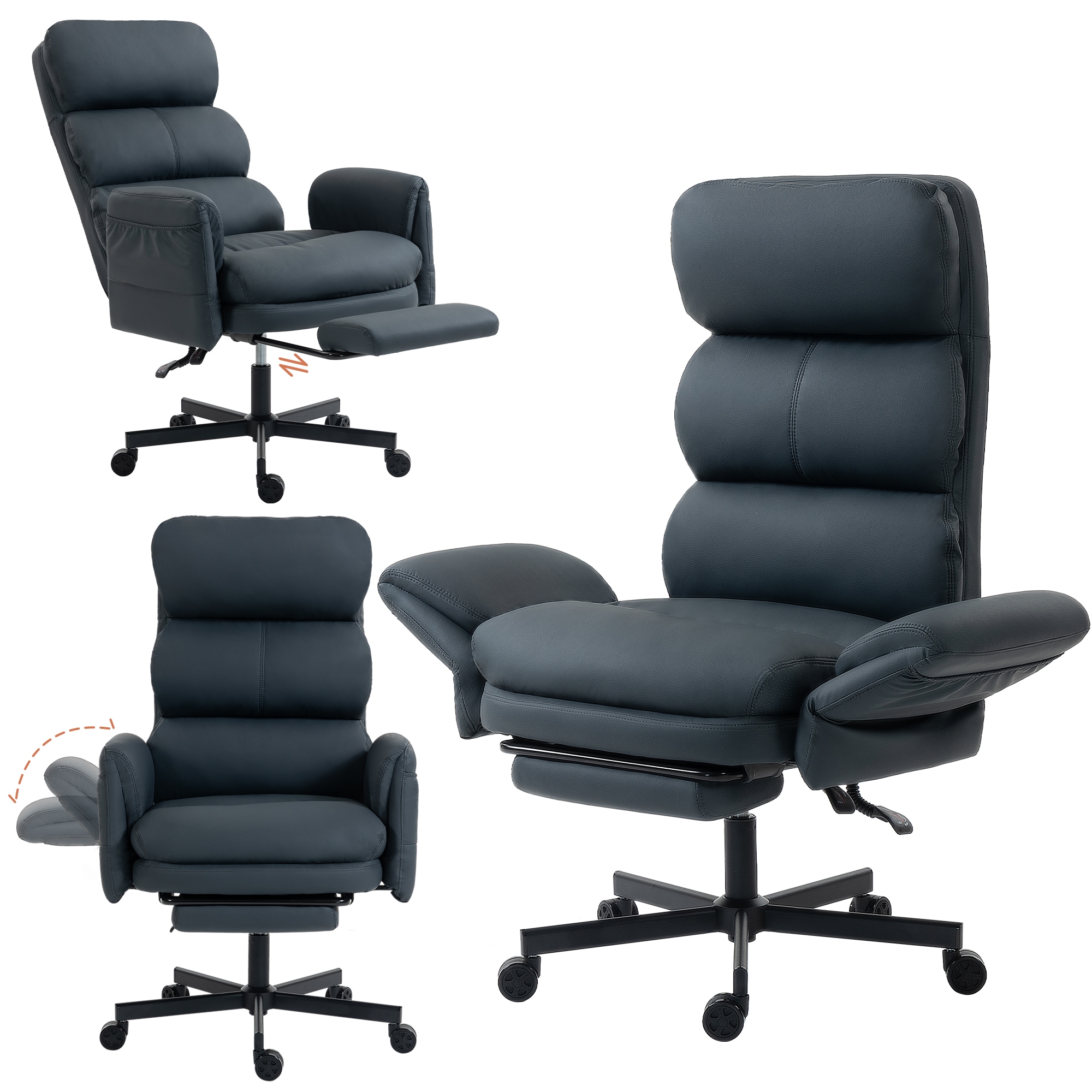 DYHOME - Ergonomic office chair featuring an adjustable headrest and 6-position adjustable armres...