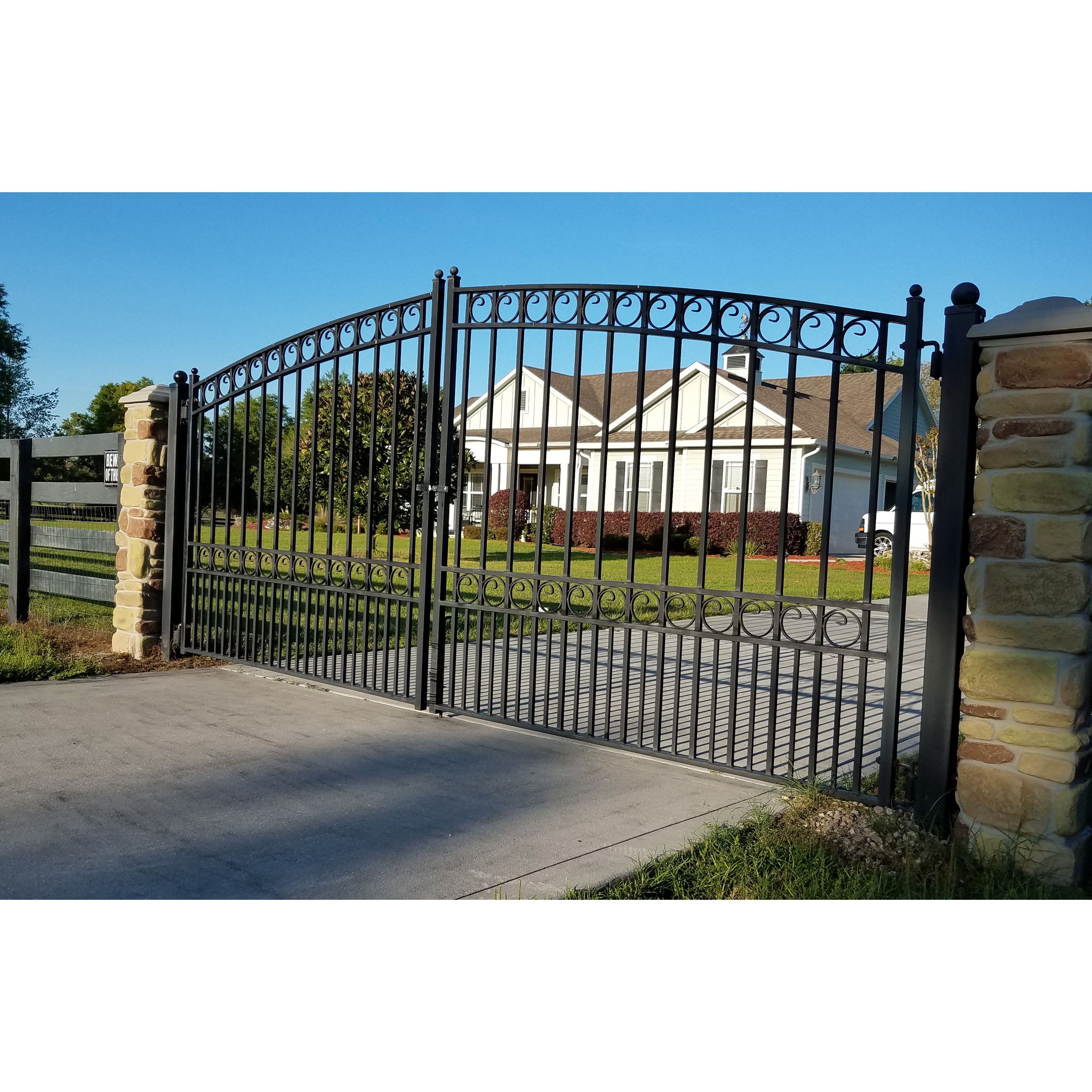 ALEKO 14-ft x 6-ft Black Galvanized Steel Driveway Gate in the Driveway Gates department at Lowes