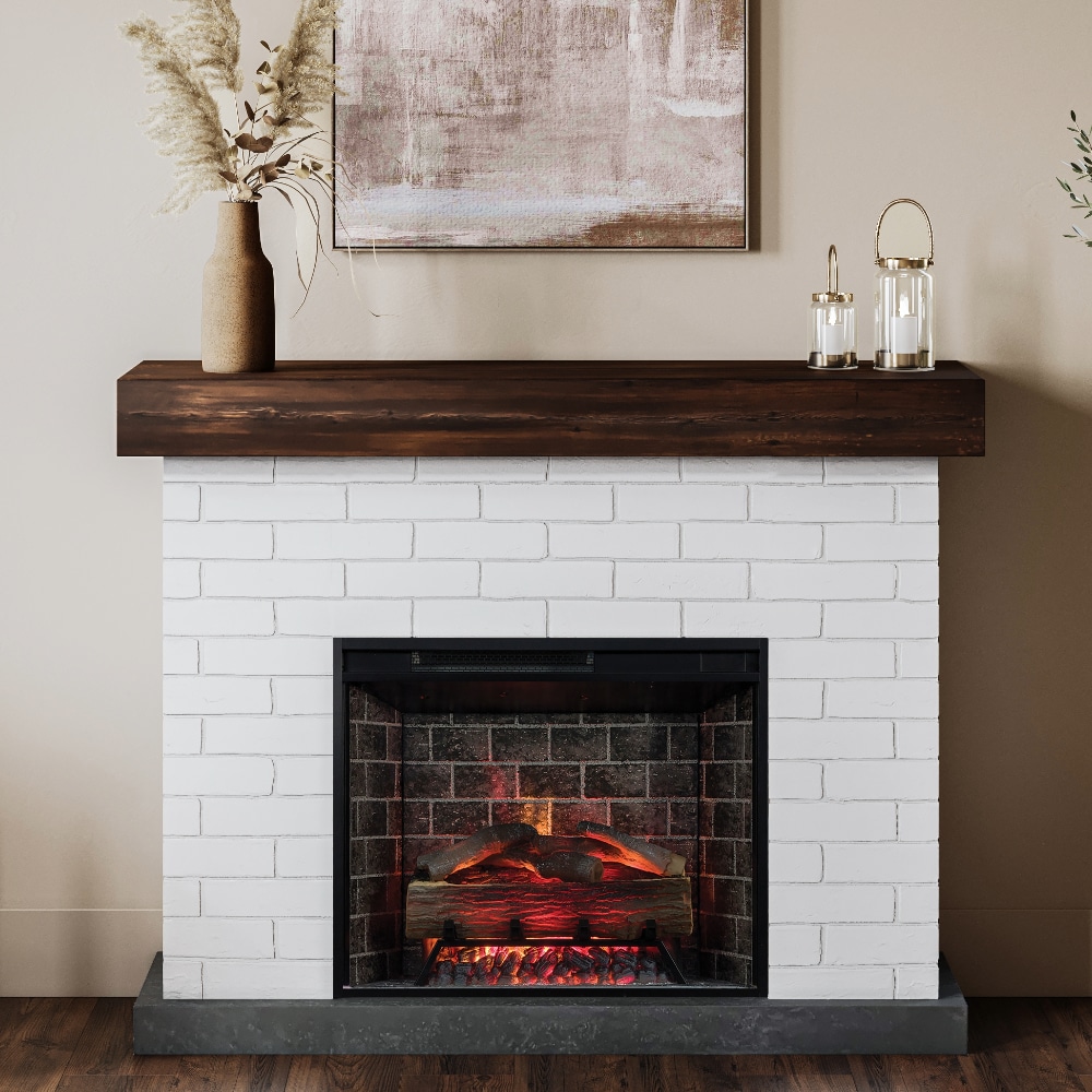 Country Living CL-2301M-WB-28 55 W Jackson Brick White Free standing Infrared quartz Flat wall Electric Fireplace with Remote Control Included