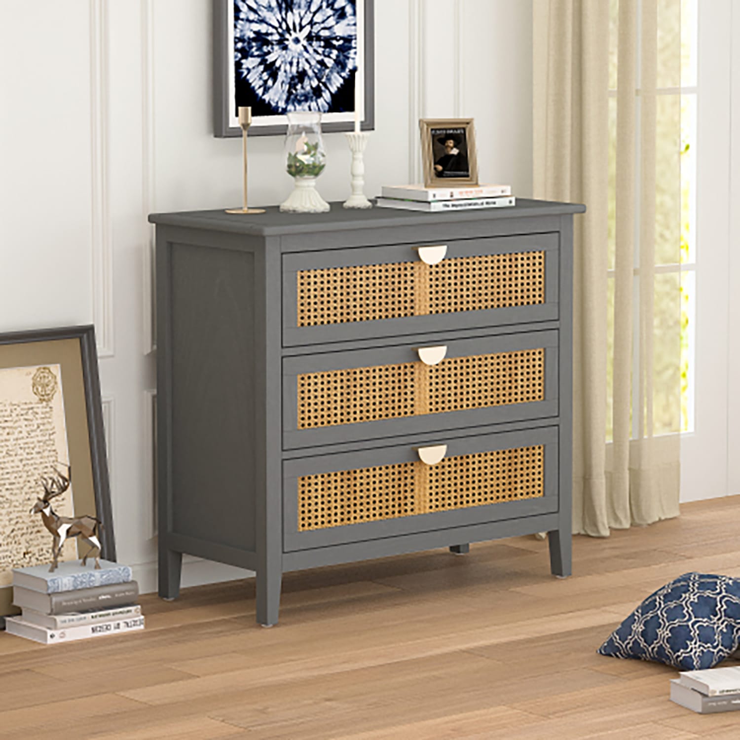 GZMR GZ-MH858065 Contemporary/Modern Gray Sideboard