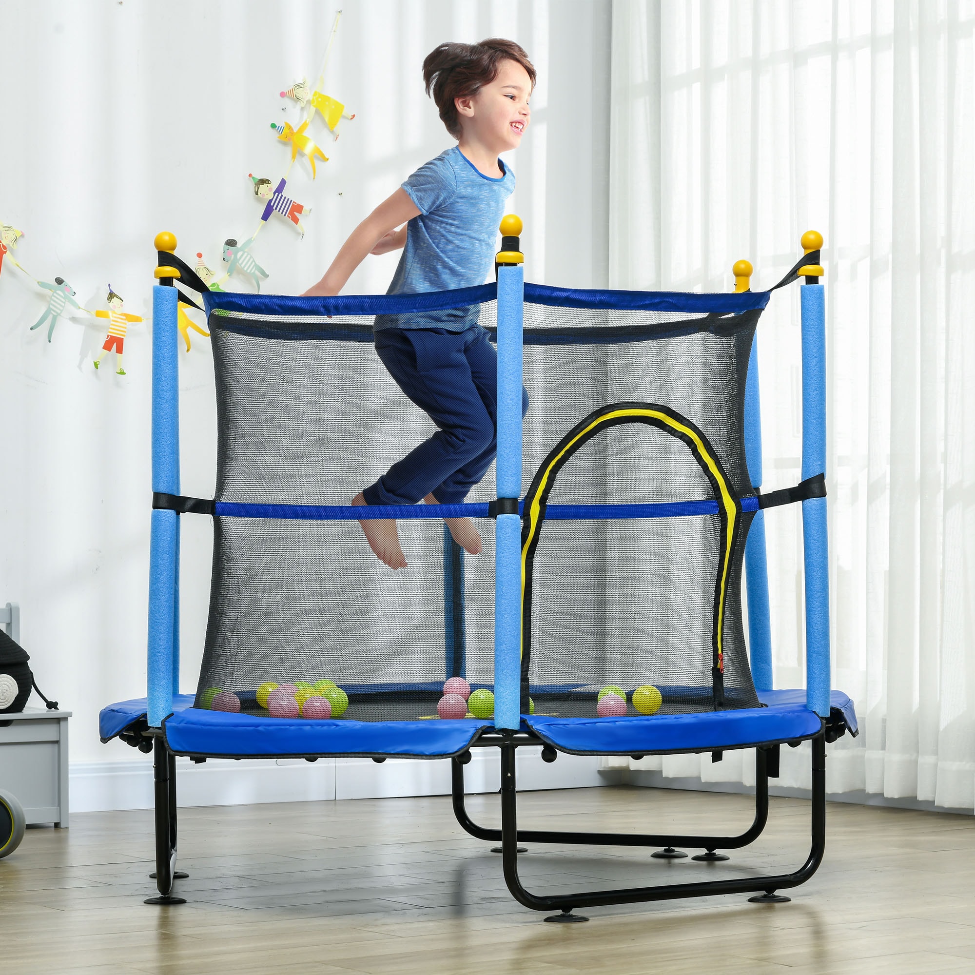 Damerin TRAA34 Trampolines 4.58-ft Round Kids in Blue