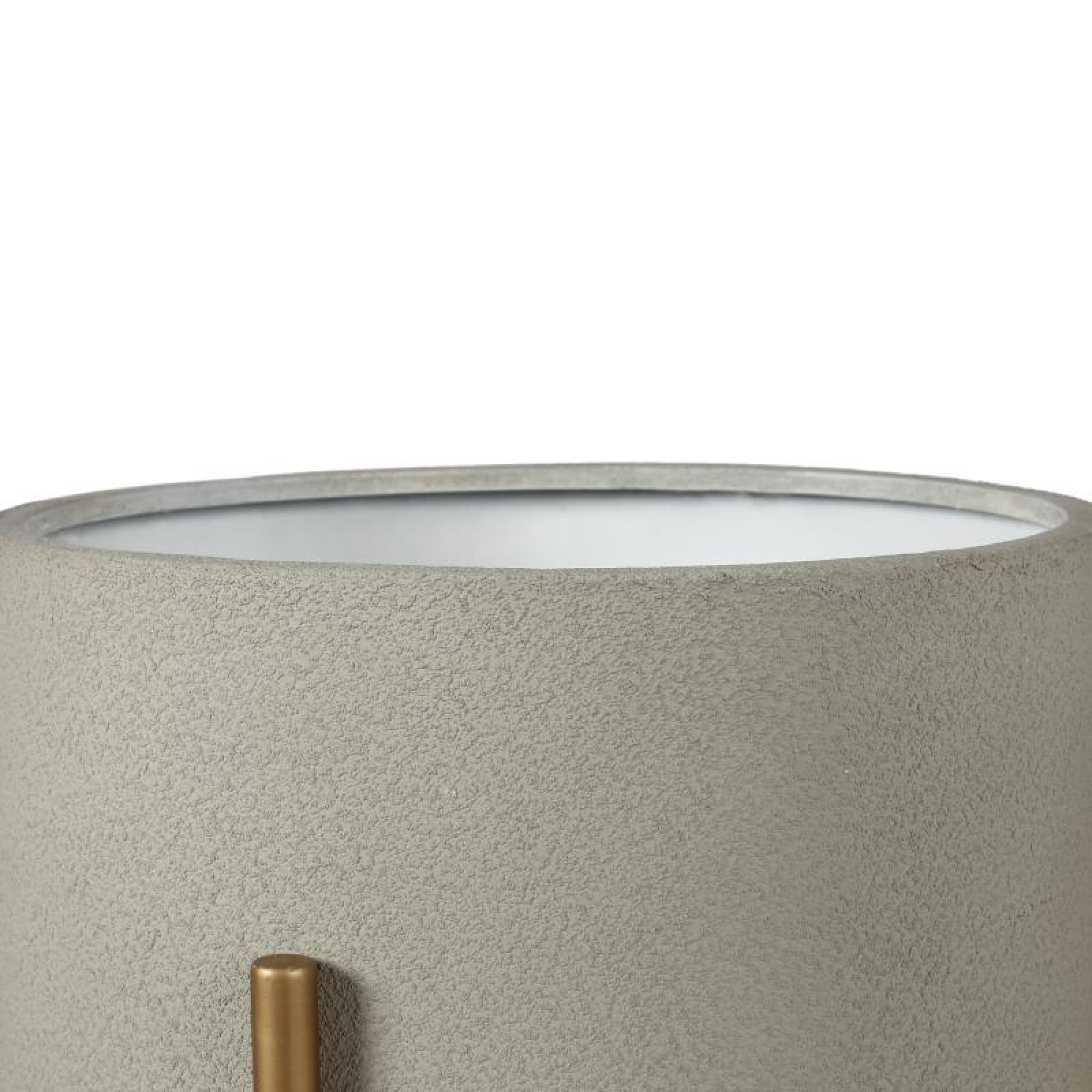 Set of 2 Gray and Off White Metal Planters with Gold Stand