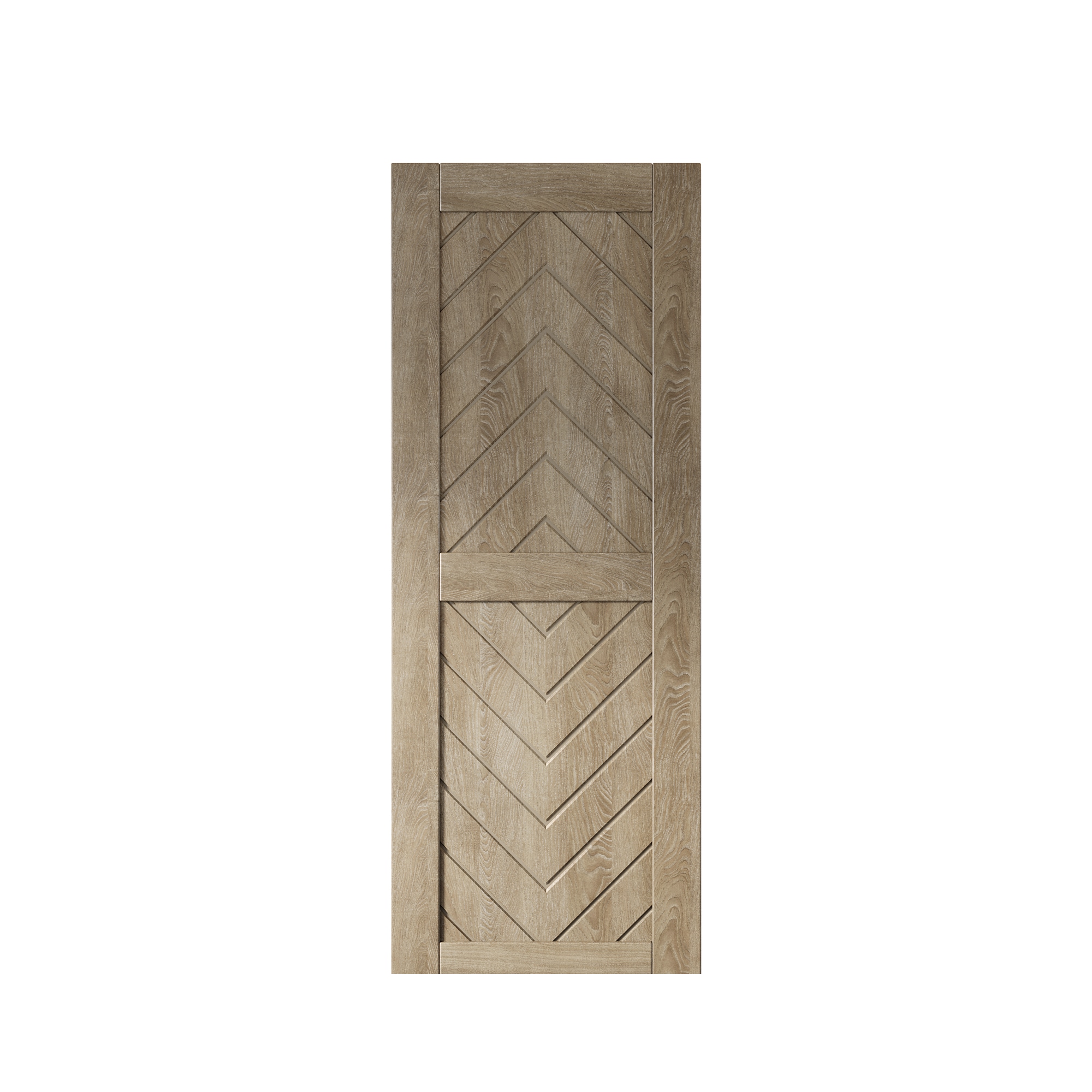HOMACER JT2-2680-GR 26-in x 80-in Classic Gray Herringbone Pine Wood Solid core Single Barn Door (Hardware Not Included)