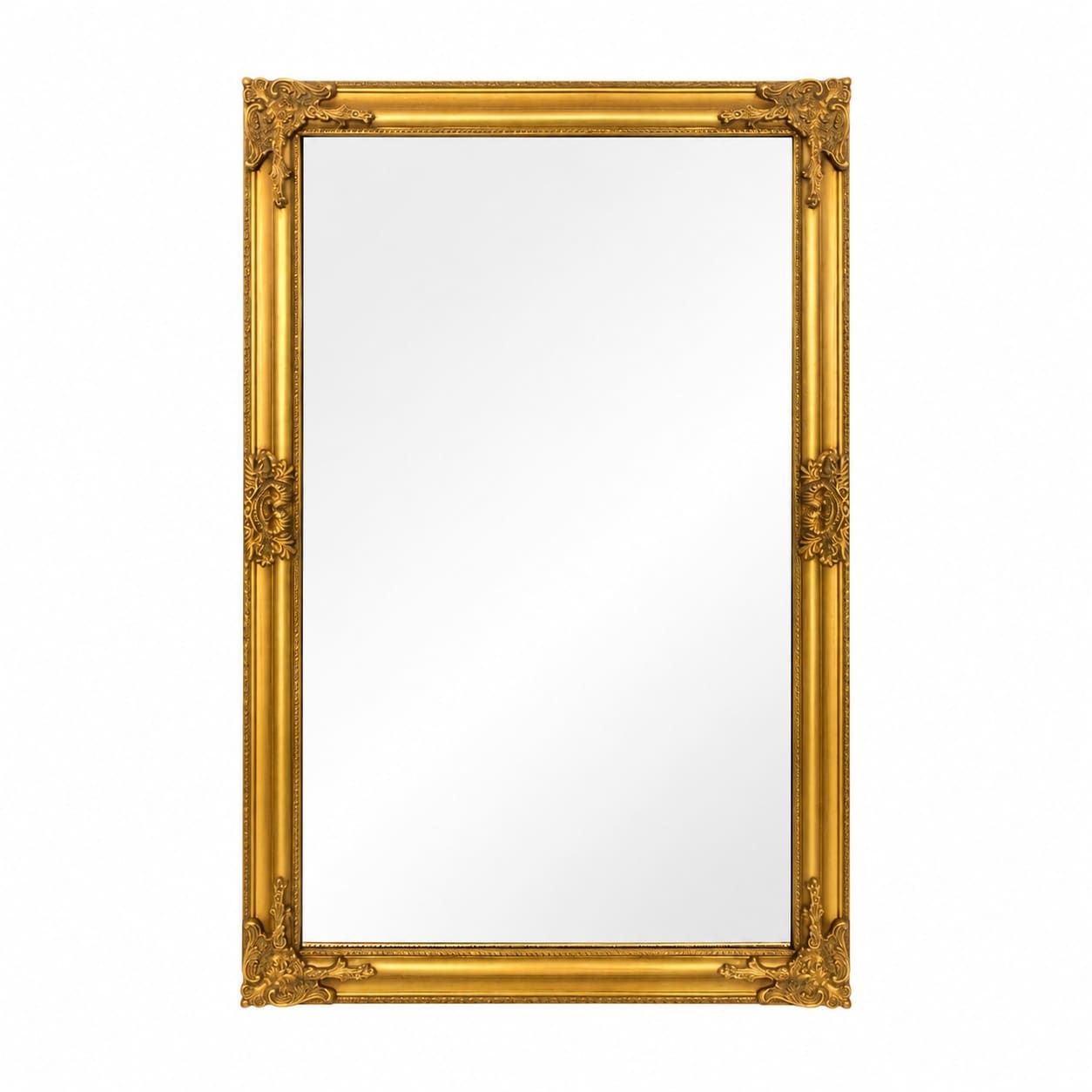 Aoibox  28 in W x 40 in H Rectangular Framed Wall Mirror in Antique Gold with Ornate Baroque Imitation Metal Frame for Wall Decor