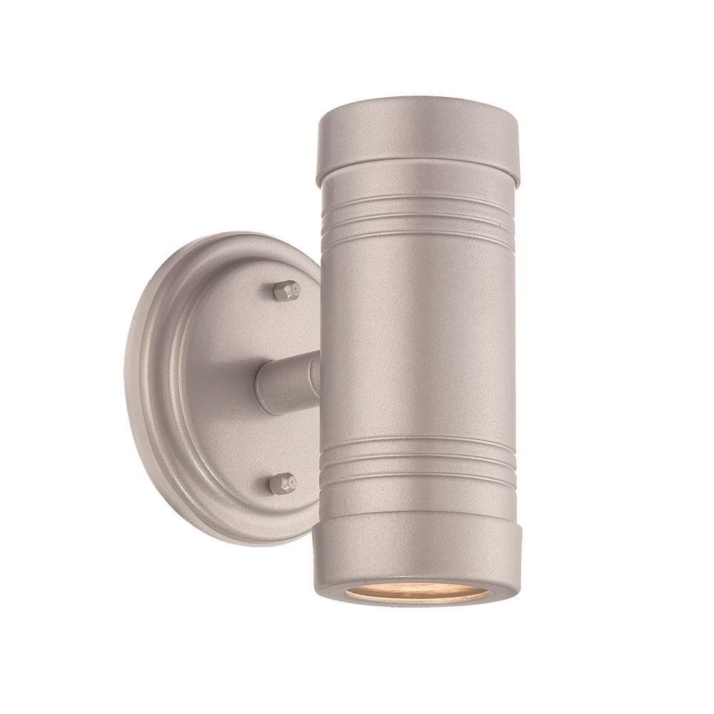 Acclaim Lighting 7692BS Cylinders 2 -Light 5-in H Brushed Steel Hardwired Outdoor Wall Light