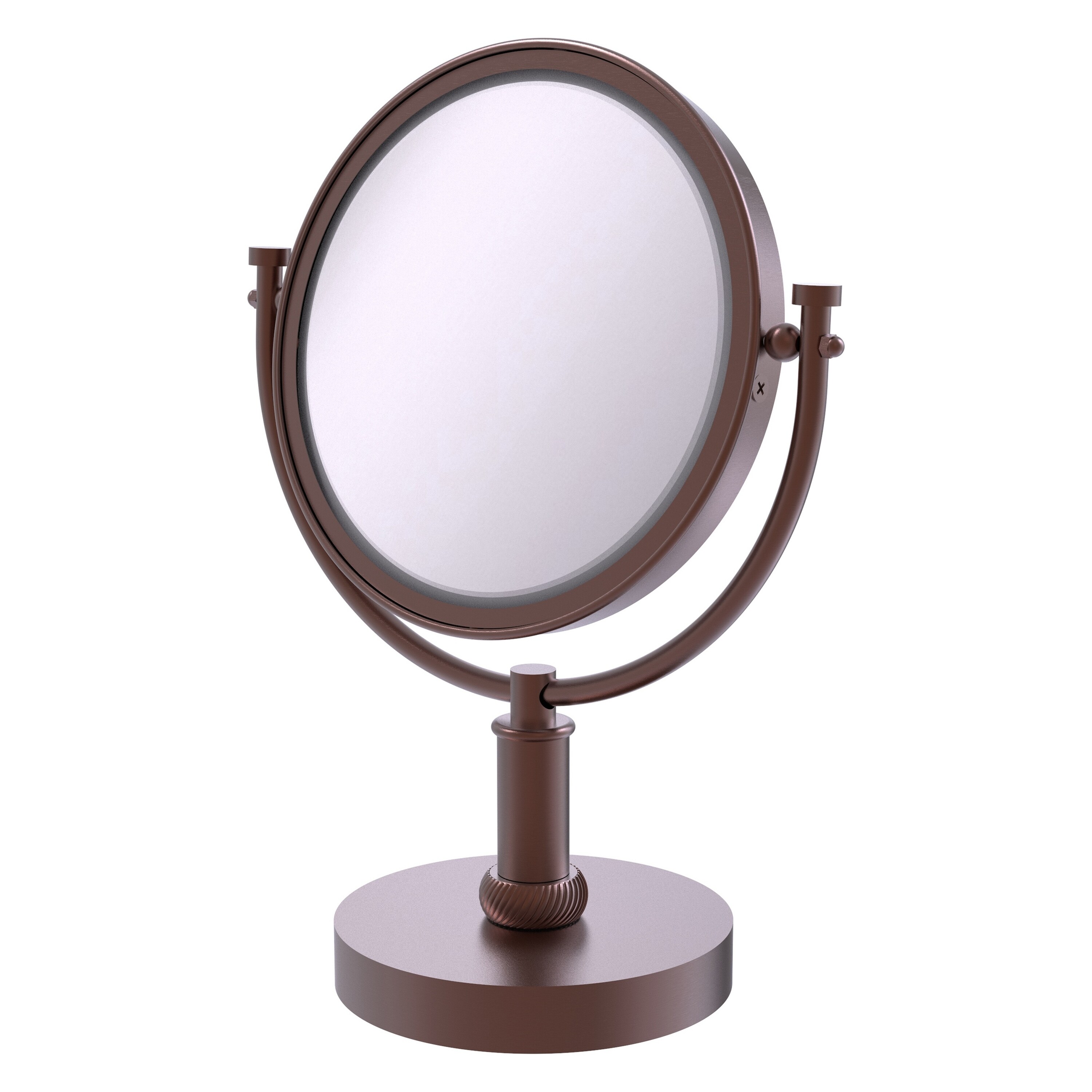 8-in x 15-in Antique Copper Double-sided 5X Magnifying Countertop Vanity Mirror | - Allied Brass DM-4T/4X-CA
