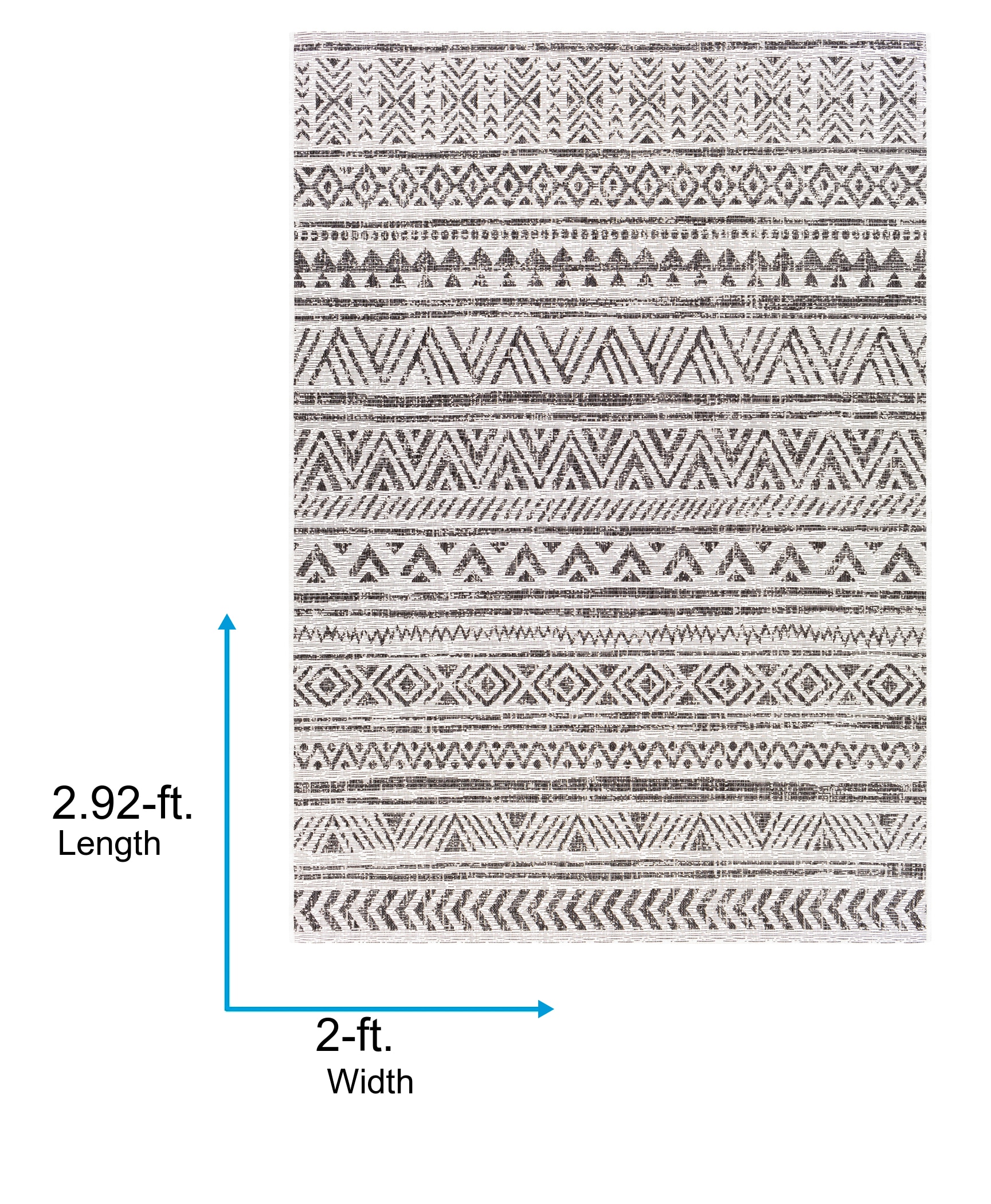 Eagean Black Geometric Reversible Stain-Resistant Synthetic Rug