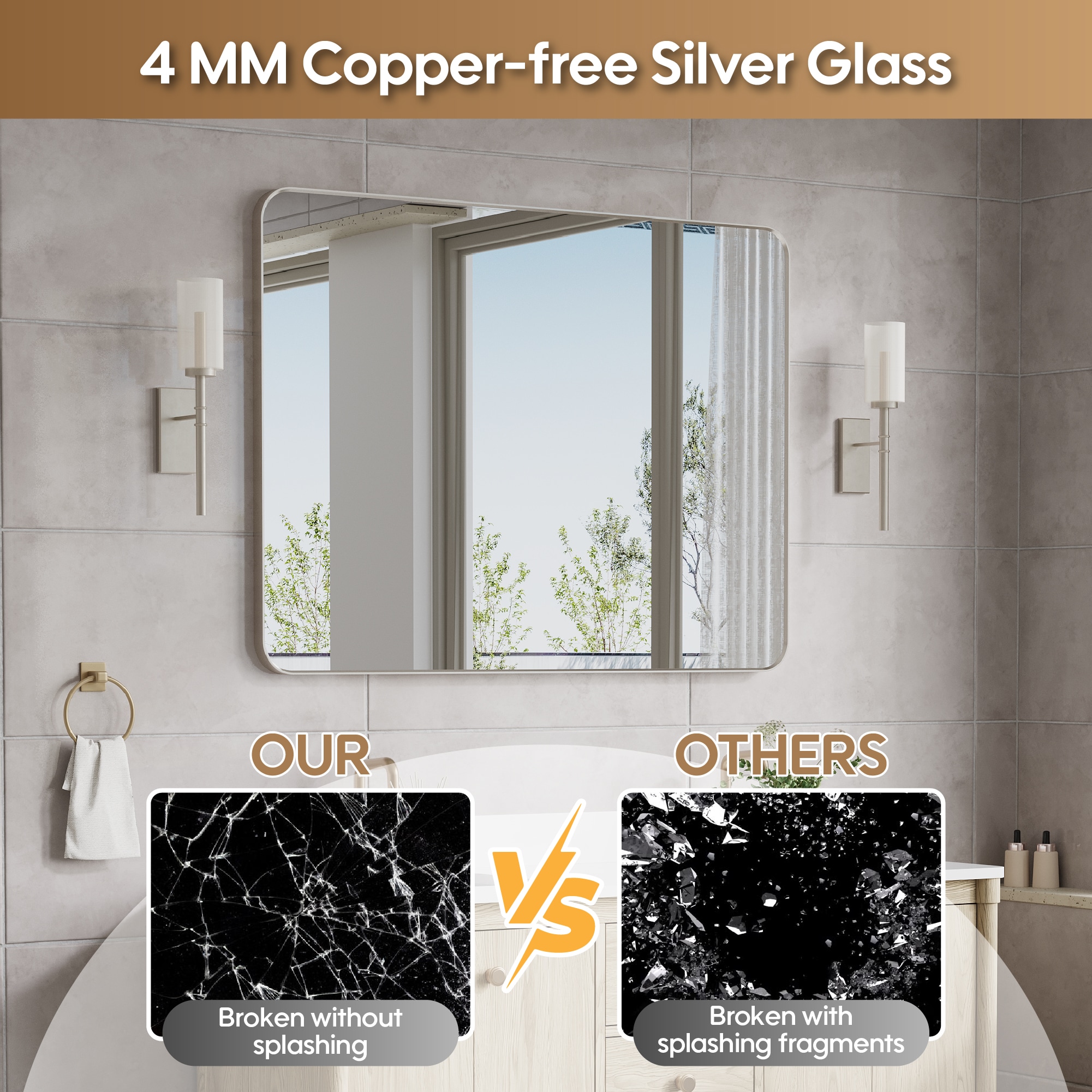 WELLFOR EX-2MC1526LBK Framed-Bath-Mirrors - View #4