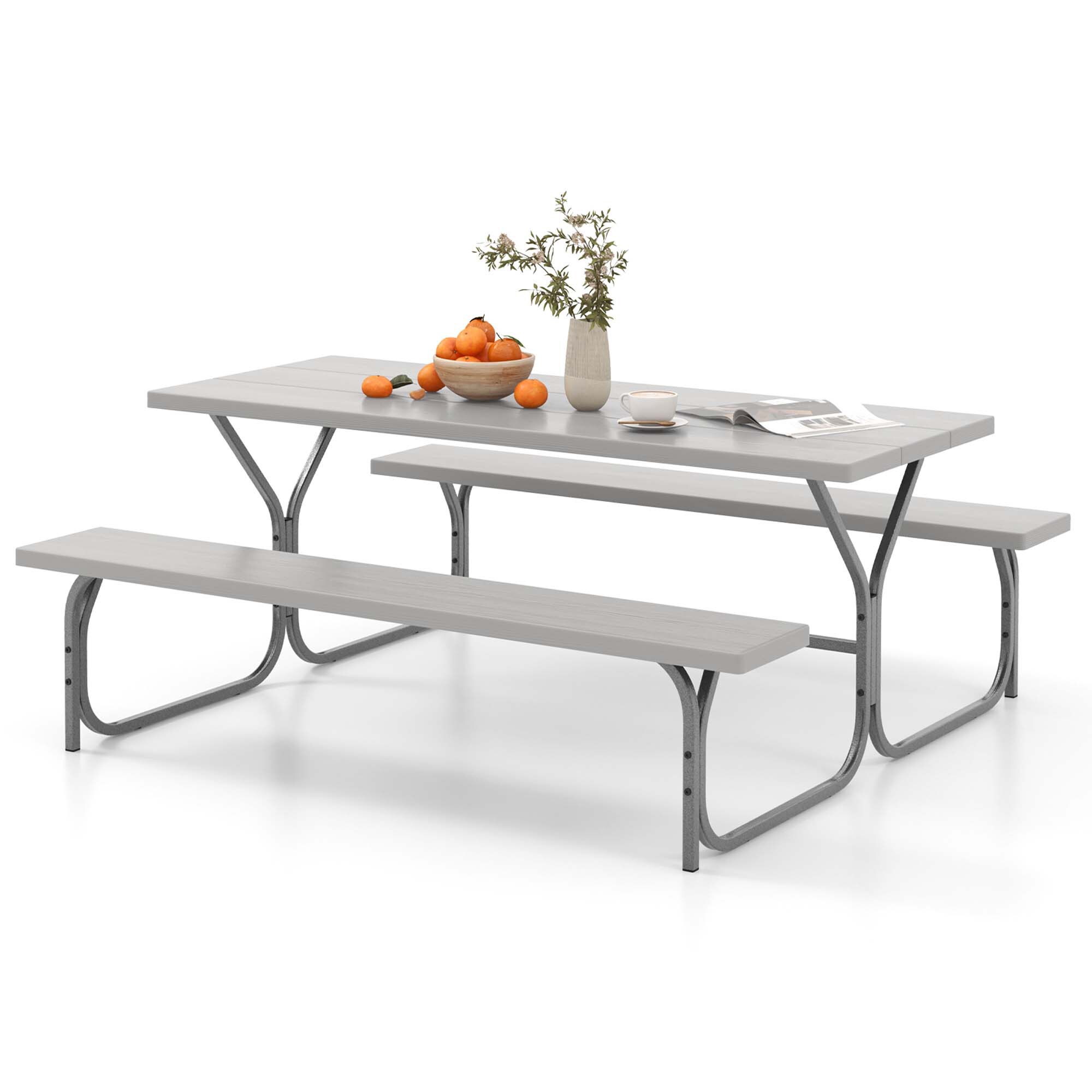 Costway HCST01484 Rectangle Dining Table 19-in W x 72-in L with Umbrella Hole