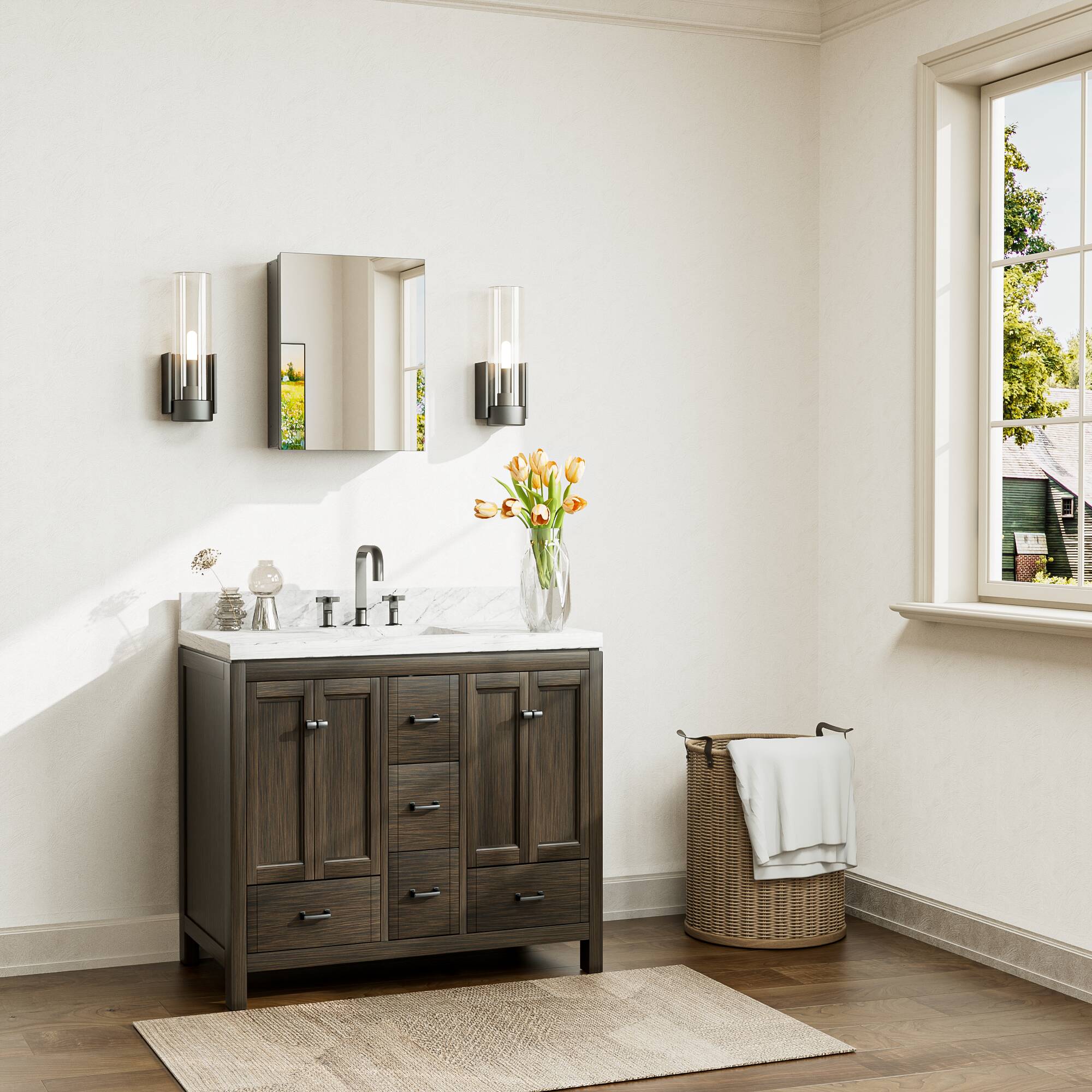 Keonjinn LW-JG-FXFJP-3546-BK Bathroom-Medicine-Cabinets - View #2