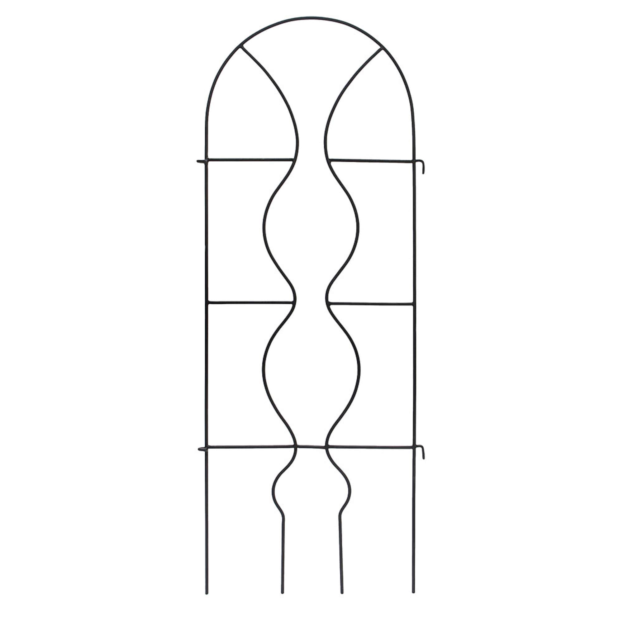 ACHLA Designs FT-11 24-in W x 65-in H Black Powder Coat Wrought Iron Garden Trellis For Climbing Plants For Cucumbers For Roses For Tomatoes