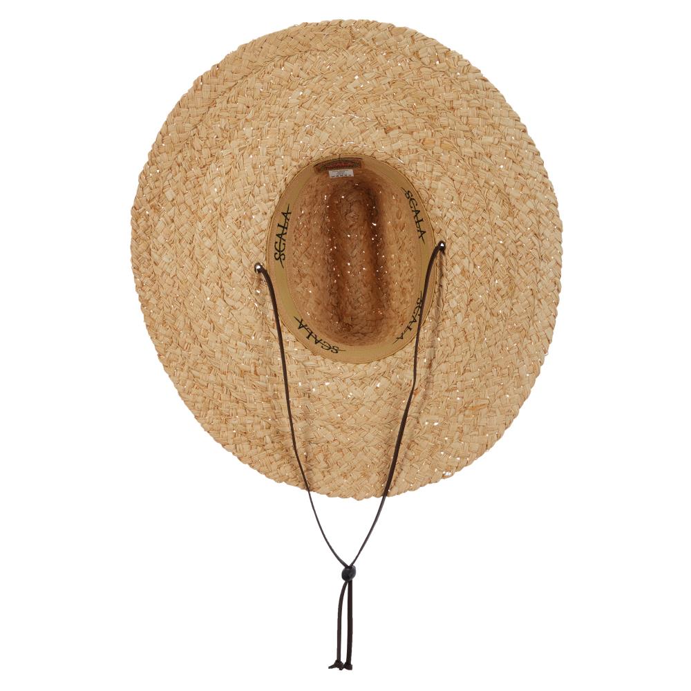 Natural and Neutral Hats Men's Straw Hat with Camo Band and Chin Strap