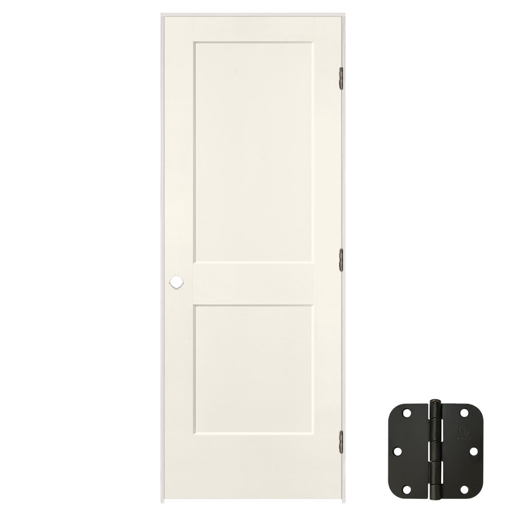 Masonite 32-in x 80-in Moonglow Solid Core 2-panel Square Left Hand Smooth Prefinished Molded Composite Flat Jamb Single Prehung Interior Door in -  5071617