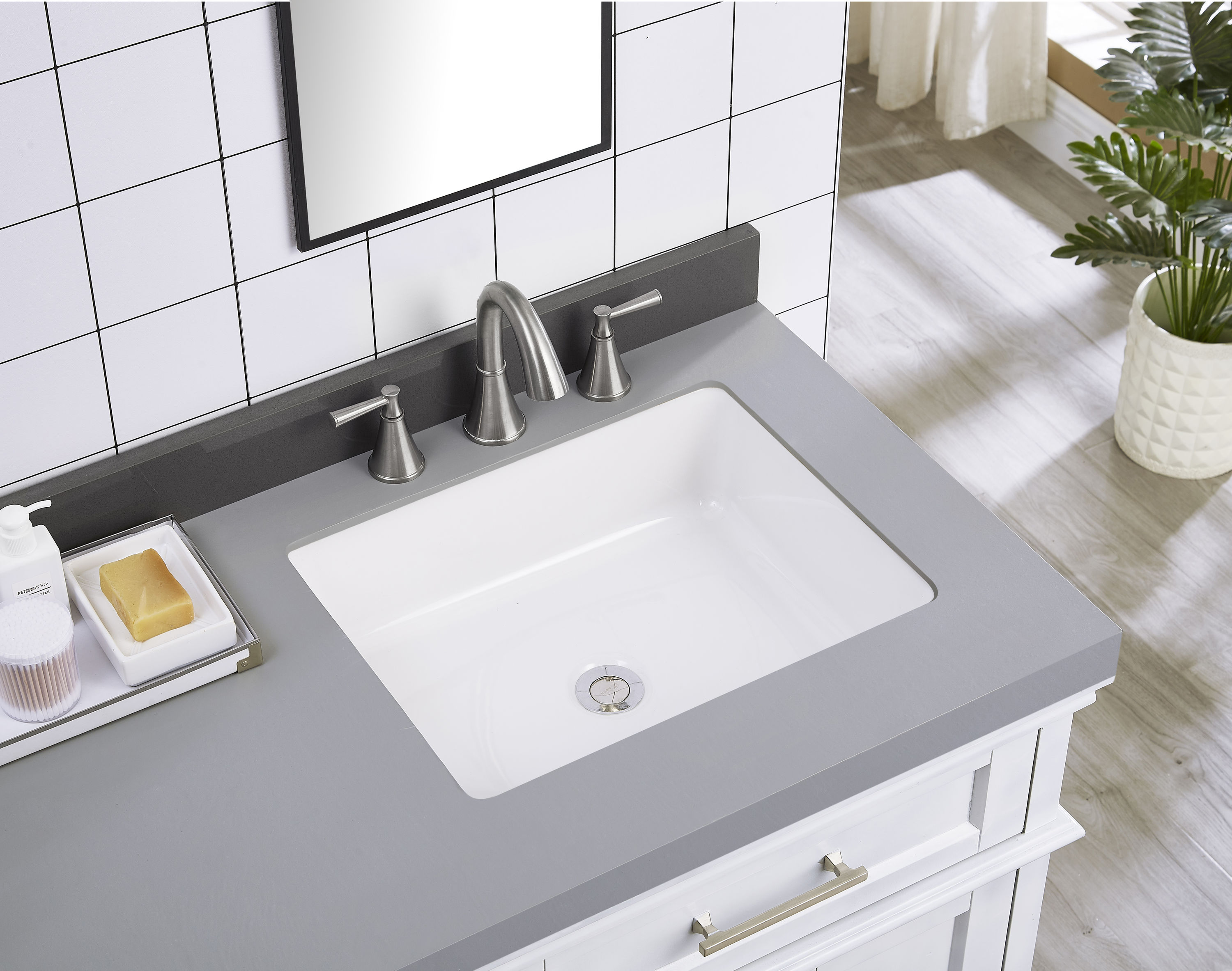 allen + roth White Drop-In Rectangular Traditional Bathroom Sink (21.26-in  x 18.5-in) at