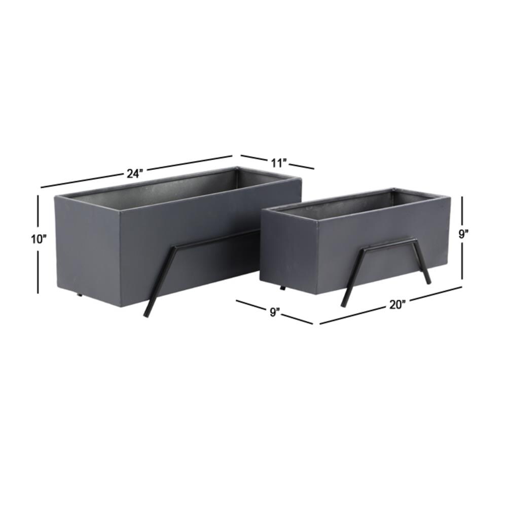 Grayson Lane Contemporary Rectangular Matte Gray Plant Holders Set of 2 ...